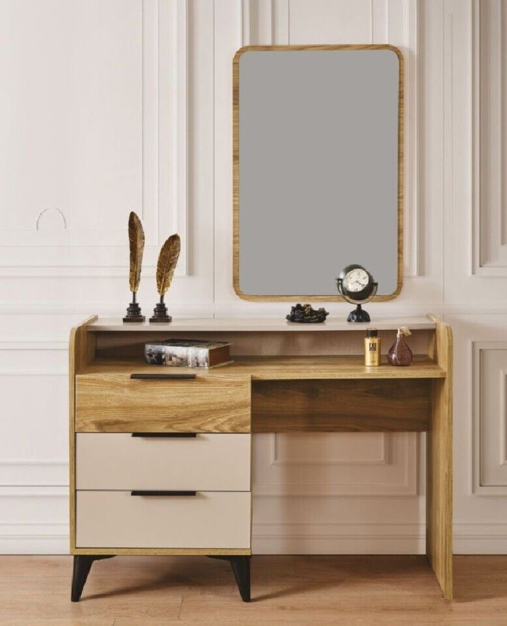 JVmoebel Schminktisch luxury Schminktisch beige Kommode Holz Modern neu im Schlafzimmer (1-St., 1x nur Schminktisch ohne Spiegel), Made in Europa