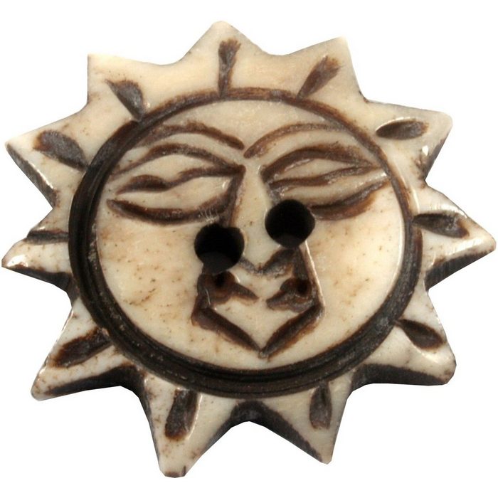 Guru-Shop Knopf Tibet Knopf aus Horn Knopf Sonne - 10