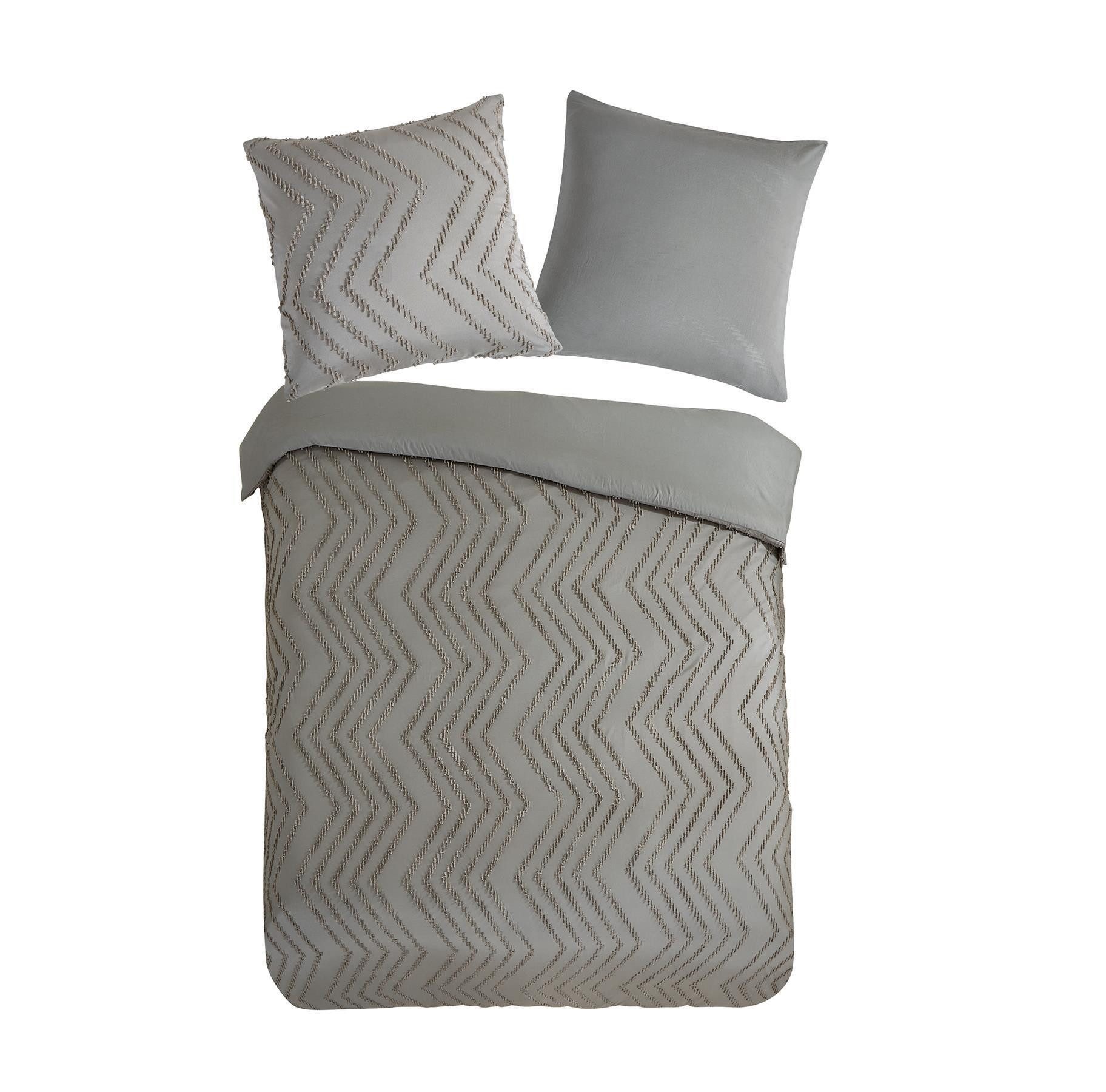 Pure Bettwäsche Microfaser Bettwäsche 135 X 200 cm + 1- 80 X 80 cm Zigzag braun luxury, Microfaser, 2 teilig, bettwäsche 135x200 microfaser sale warm weihnachten 135x200 bettbezug