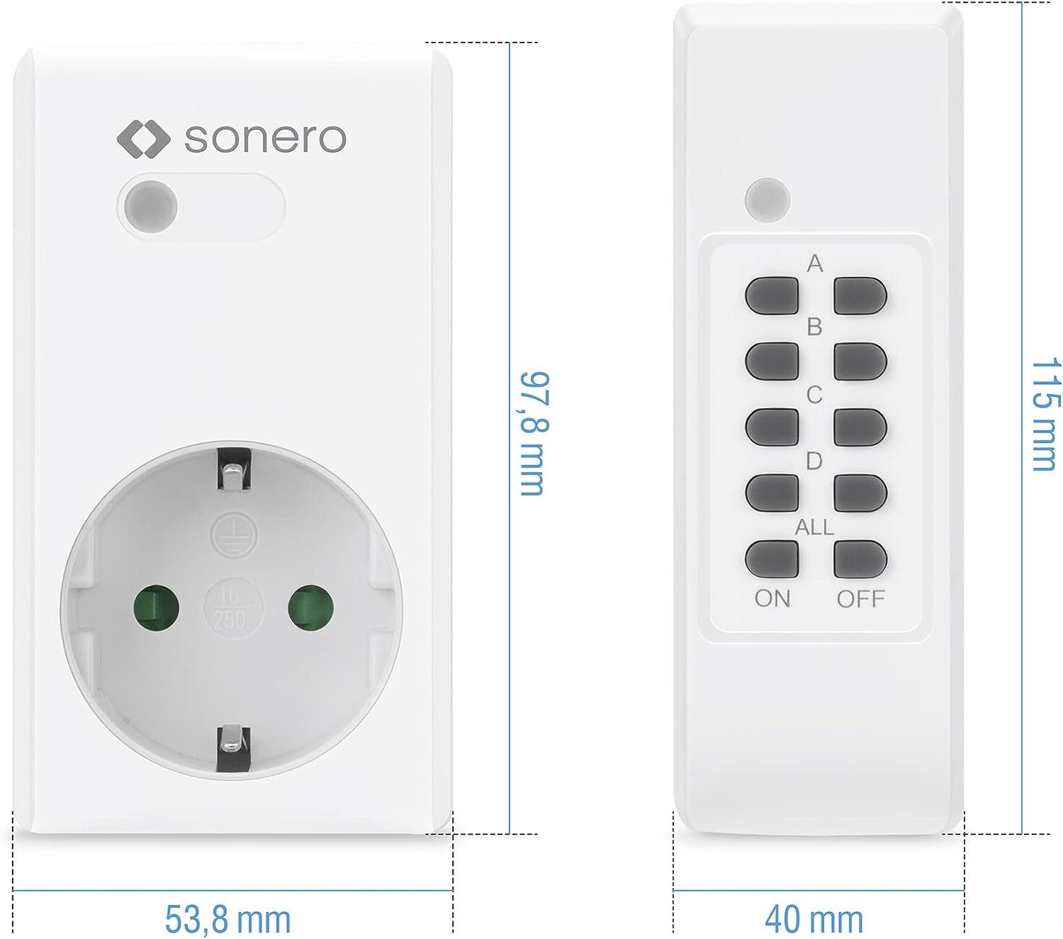sonero Funksteckdose sonero Funksteckdosen, 1 x Funksteckdose und 1 x Funkfernbedienung