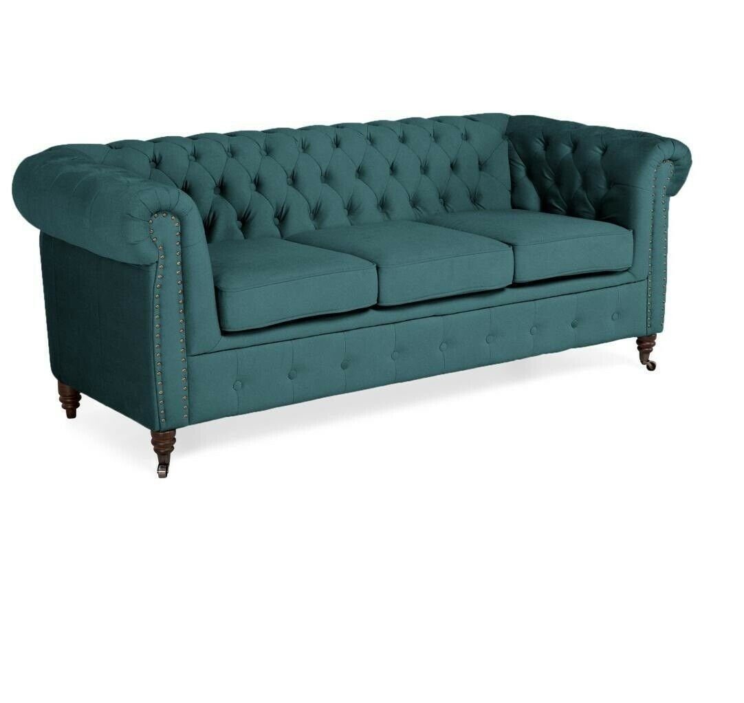JVmoebel Sofa Klassische Chesterfield Möbel Dreisitzer Couch Textil Sofa, Made in Europe