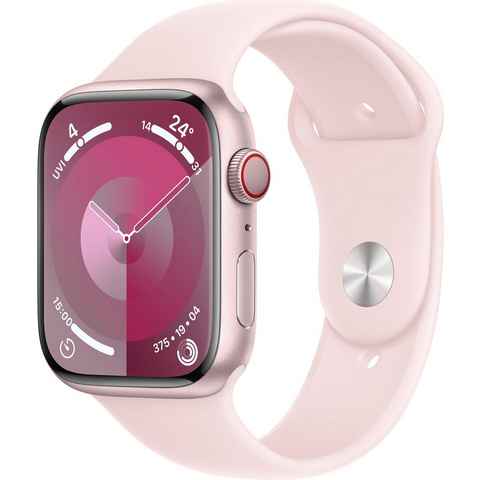 Apple Watch Series 9 GPS + Cellular 45mm Aluminium S/M Smartwatch (4,5 cm/1,77 Zoll, Watch OS 10), Sport Band