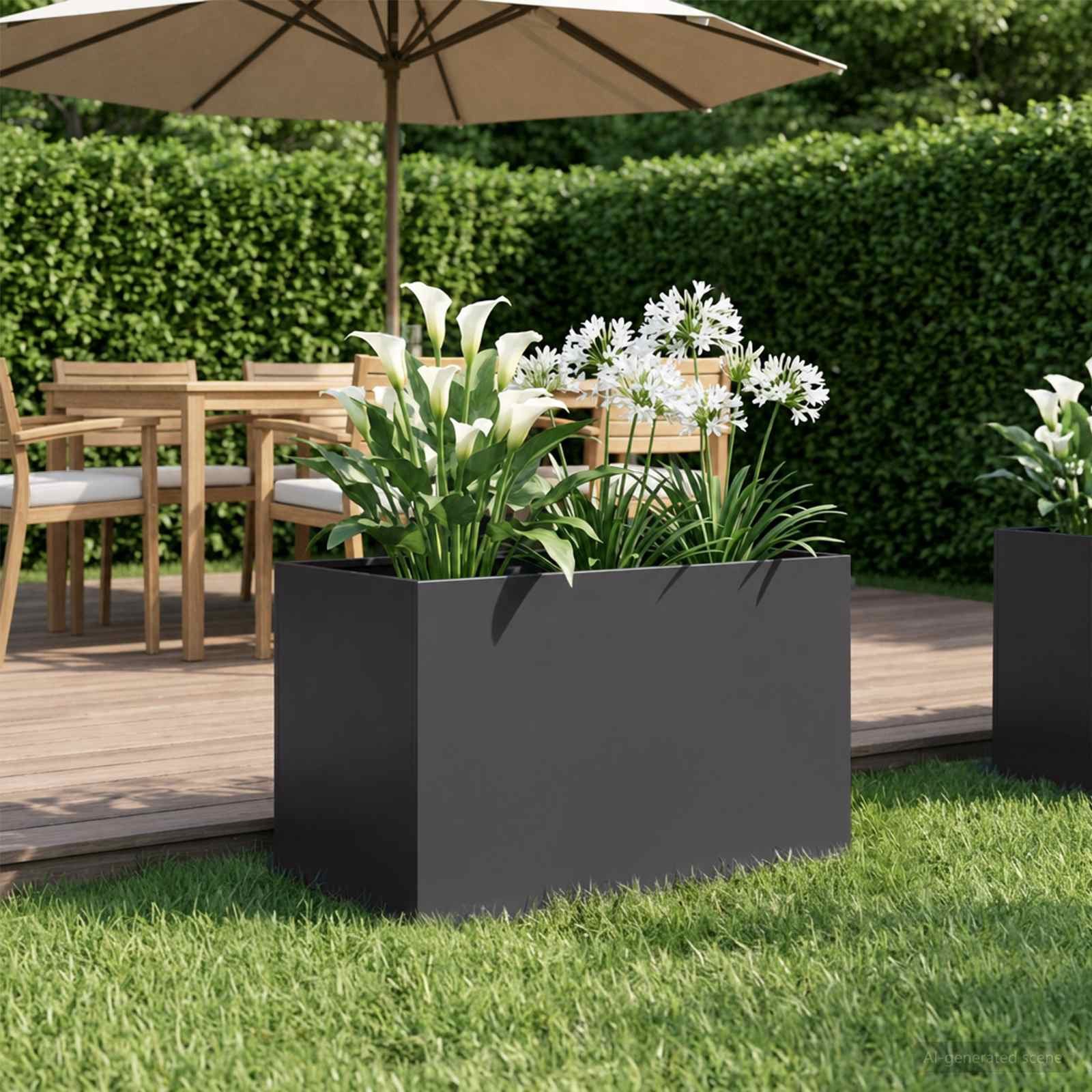 vidaXL Blumentopf Garten-Pflanzgefäß Schwarz 60 x 40 x 40 cm Kaltgewalzter Stahl (1 St)
