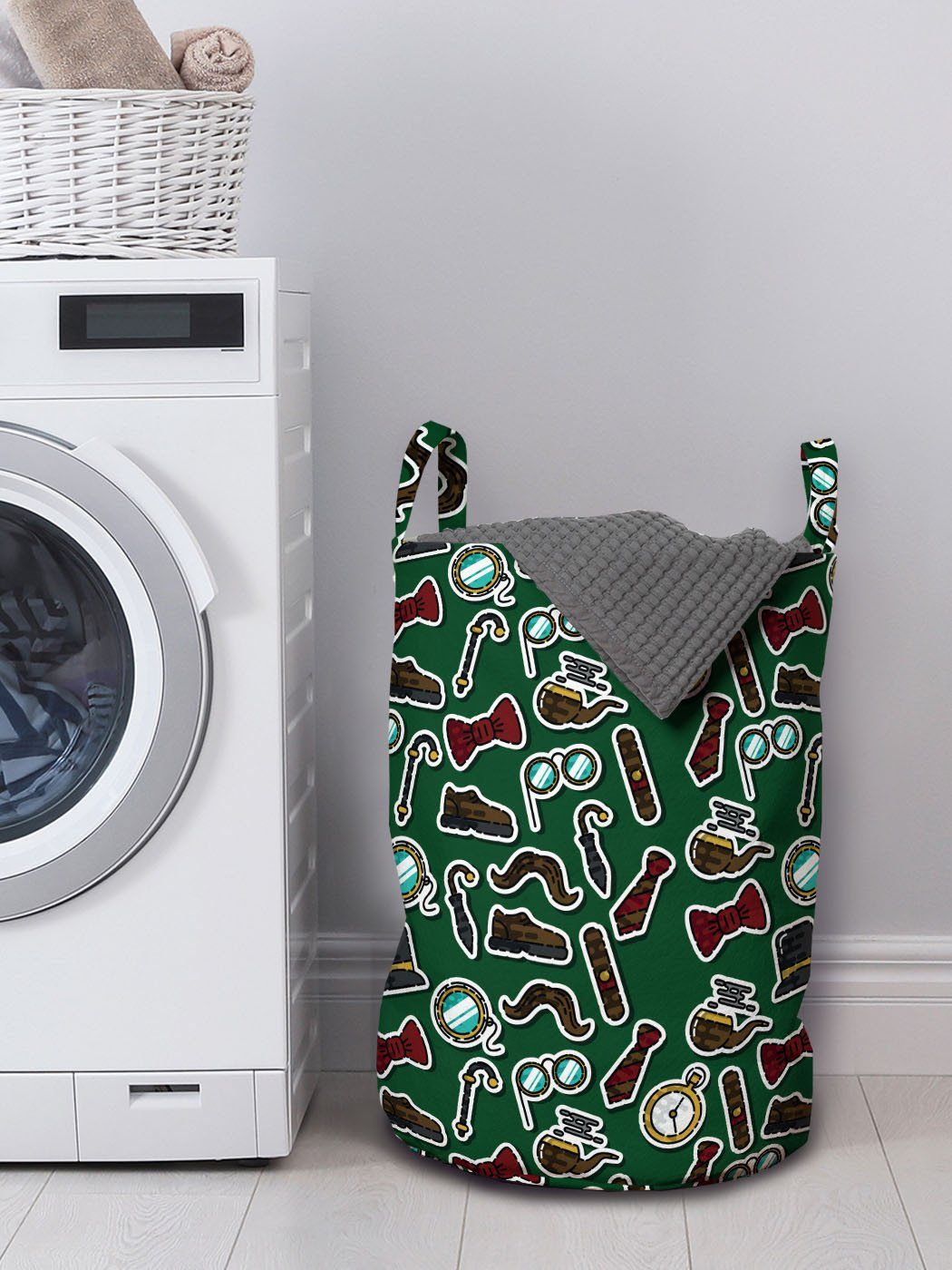 Wäschekorb Dandy Wäschesäckchen mit für Abakuhaus Waschsalons, Mode Kordelzugverschluss Herren Geek Griffen