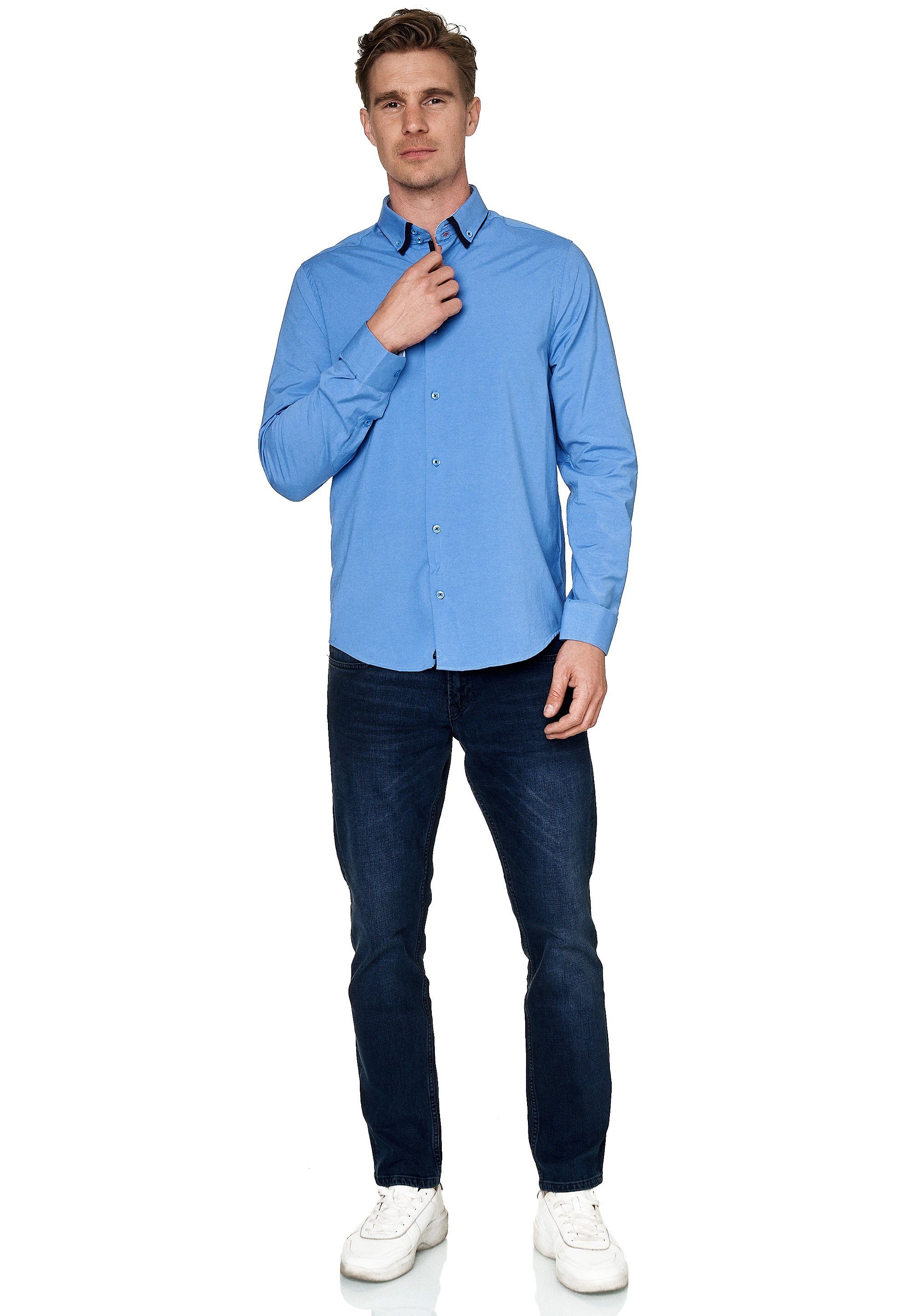 Rusty Neal Langarmhemd Hemden mit trendigen Kontrast-Elementen