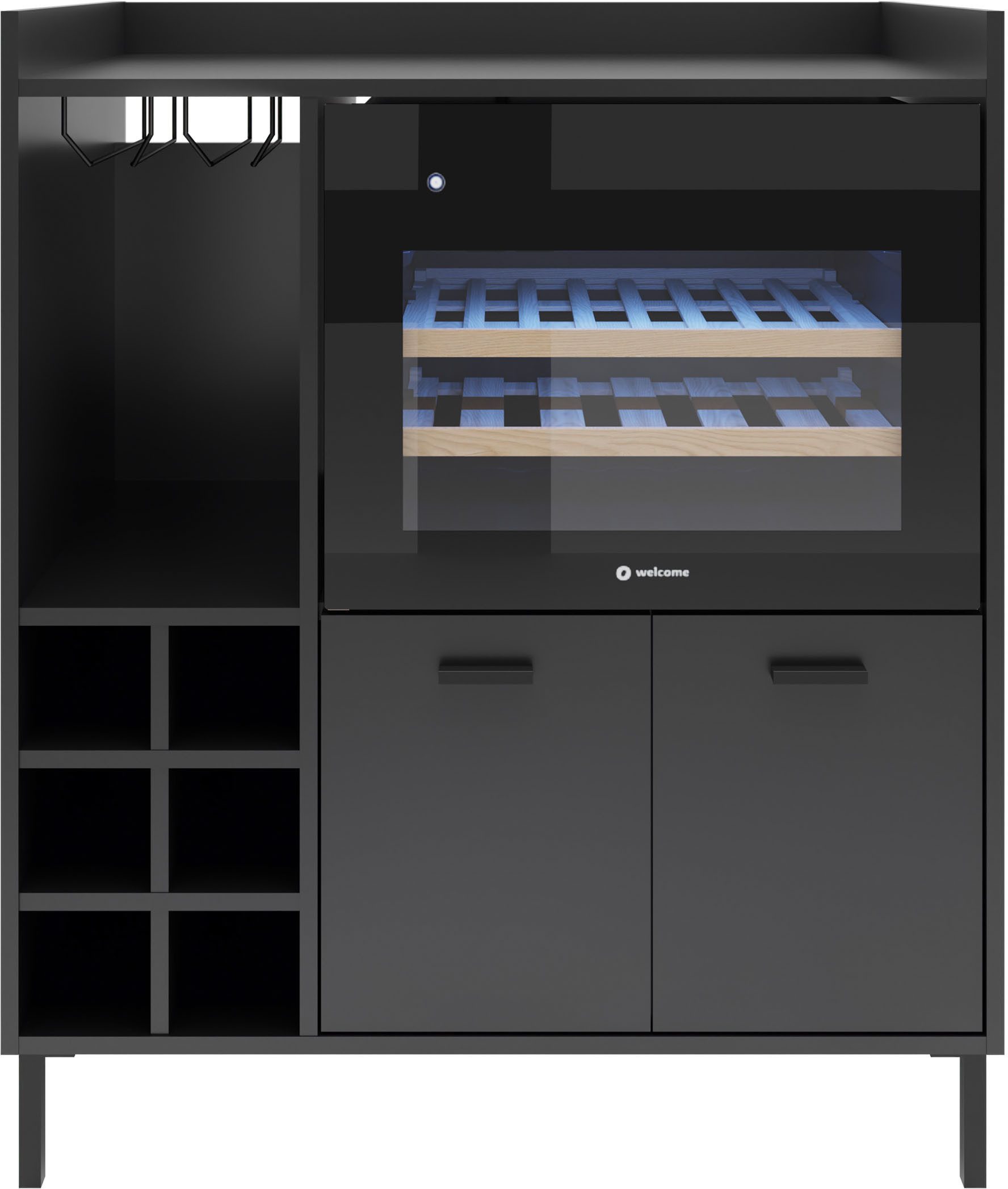 BASIC by Balculina Weinschrank Tarent B/H/T 90x105x58 cm Breite 90 cm, wahlweise mit Weinkühler