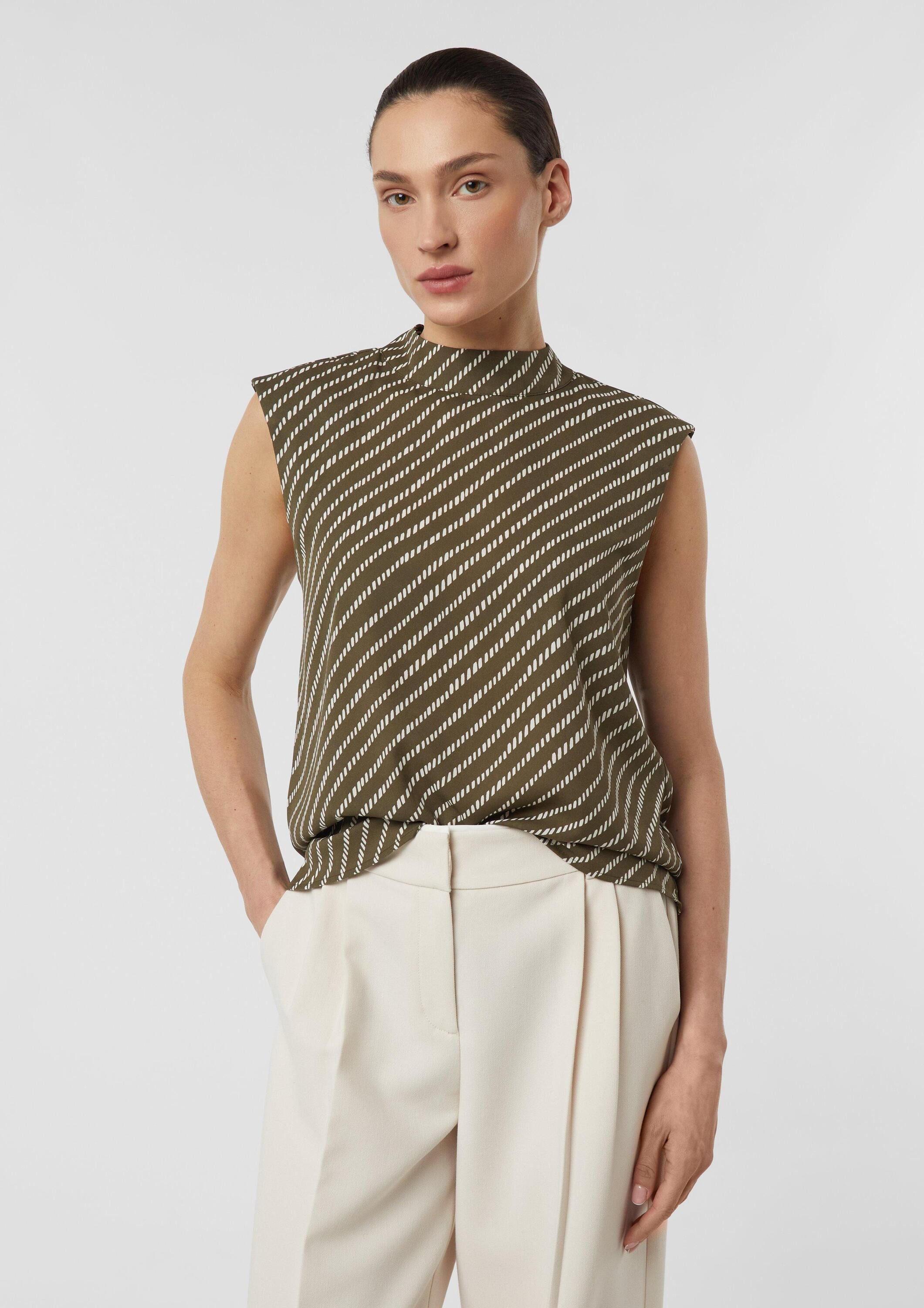 comma Blusentop Bluse Chiffon-Bluse mit subtilem Schulterpolster