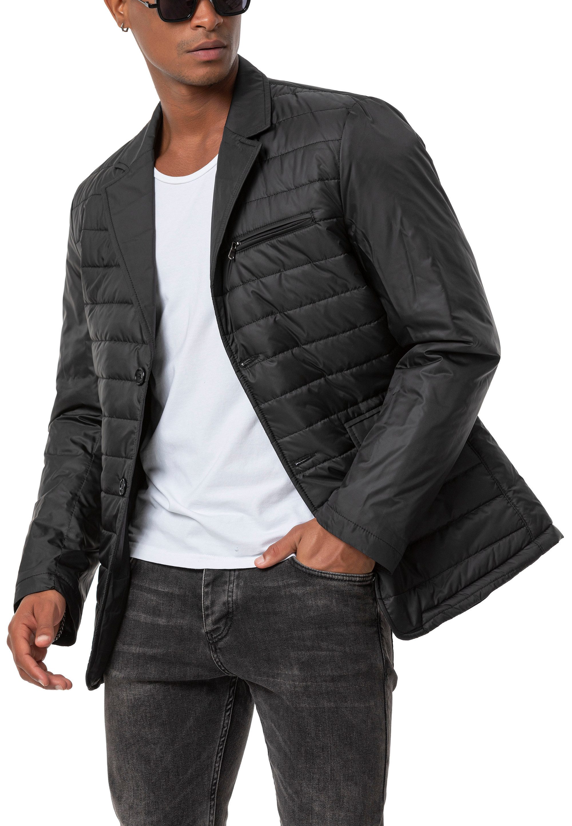 Steppjacke im eleganten Blazer-Stil mit abnehmbarem Kragen