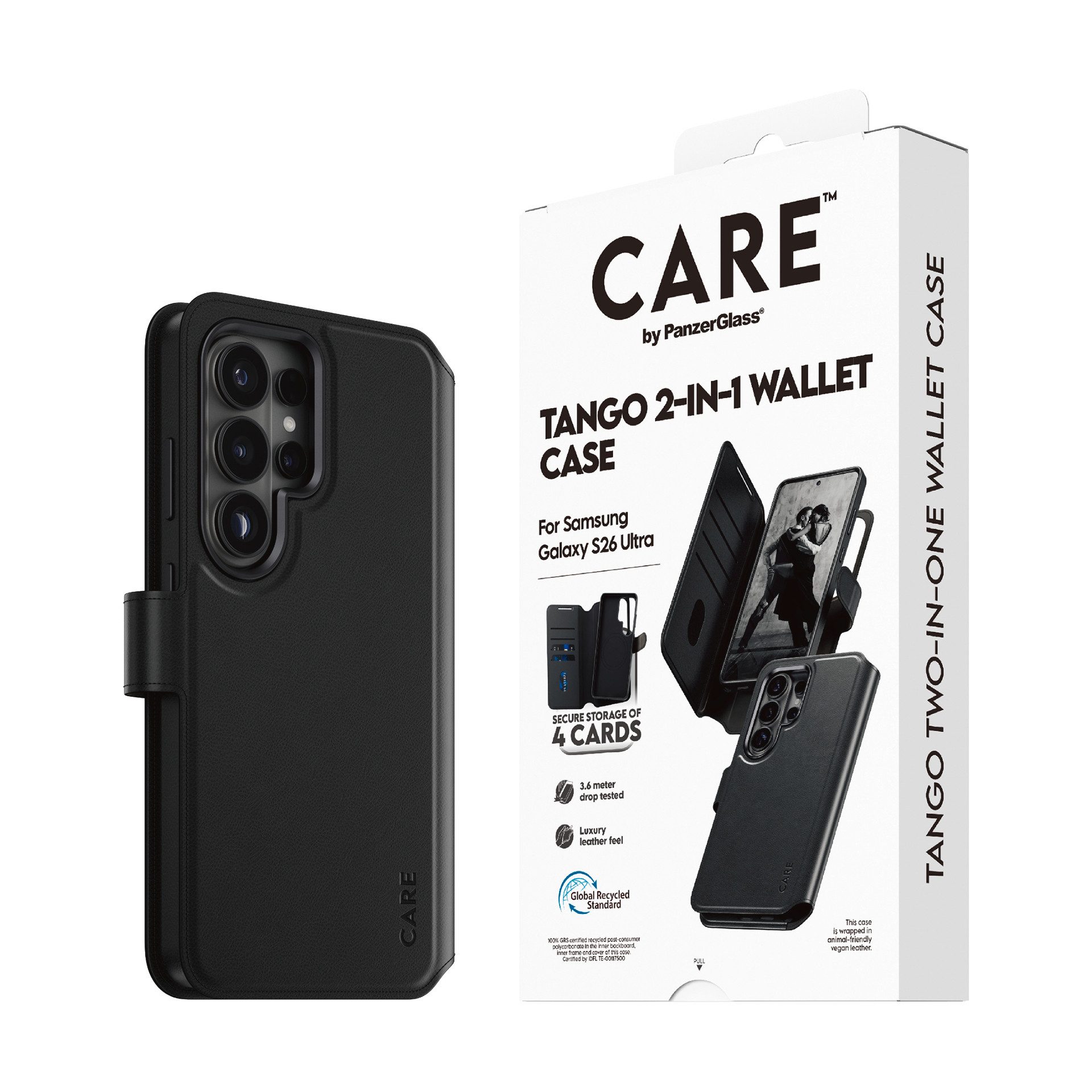 CARE by PanzerGlass Handyhülle Tango 2-in-1 Wallet Case mit Qi für Samsung Galaxy S26 Ultra, Backcover, Schutzhülle, Handyschutzhülle, Case, Schutzcase, stoßfest