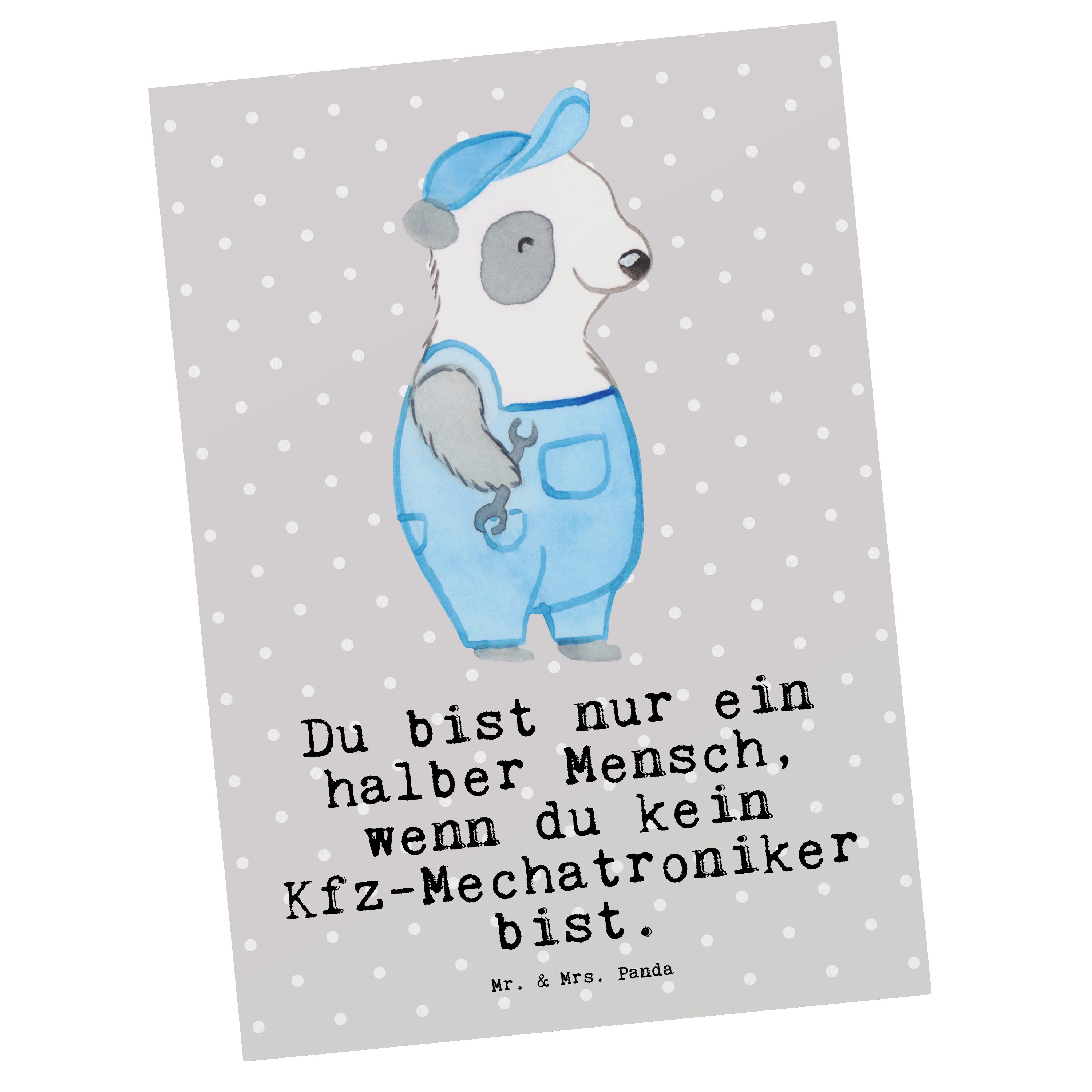 Postkarte Me Panda & Pastell Dankeskarte, - Herz Mr. Geschenk, Mrs. mit Kfz-Mechatroniker Grau -