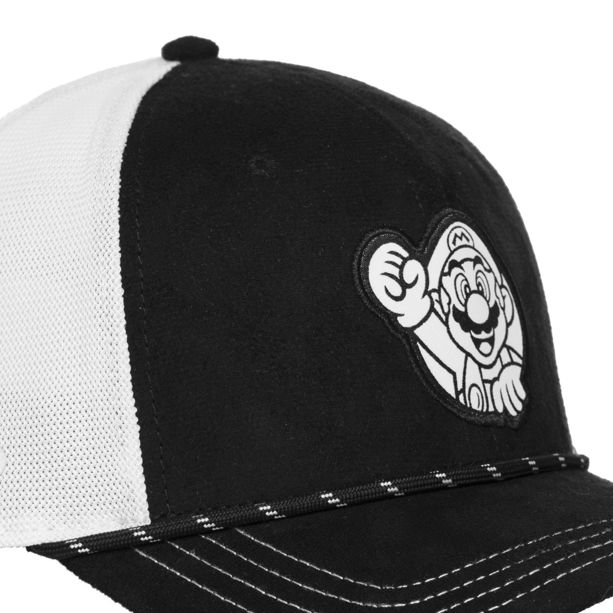 Capslab Trucker Cap CAPSLAB Premium Trucker Cap - SUPER MARIO - Semi Curved Black/White (Basecap, Basecap, Meshcap, Trucker Kappe) Geist Patch