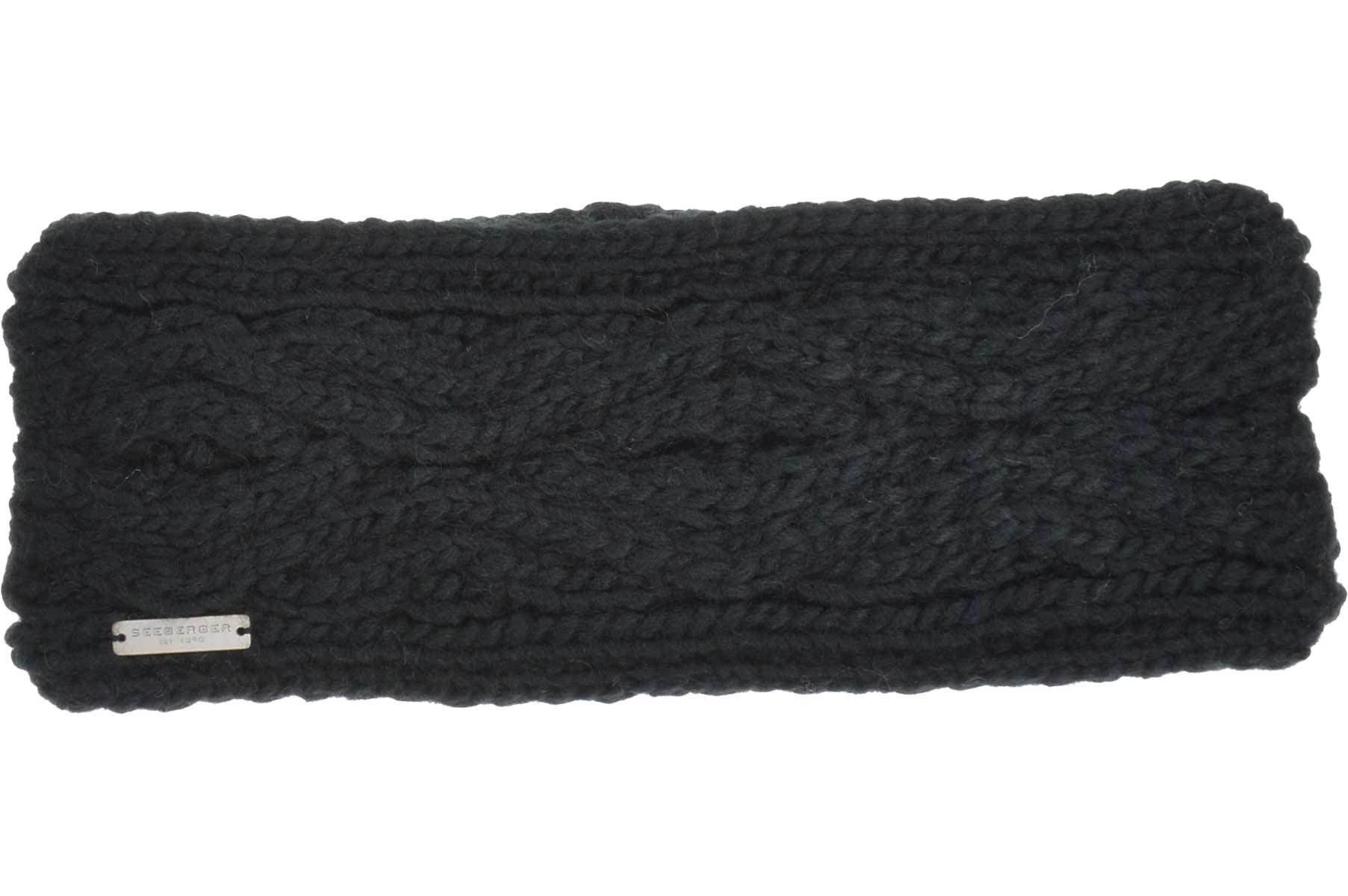 Seeberger Stirnband Strick Stirnband mit Zopfmuster 19177-0 schwarz