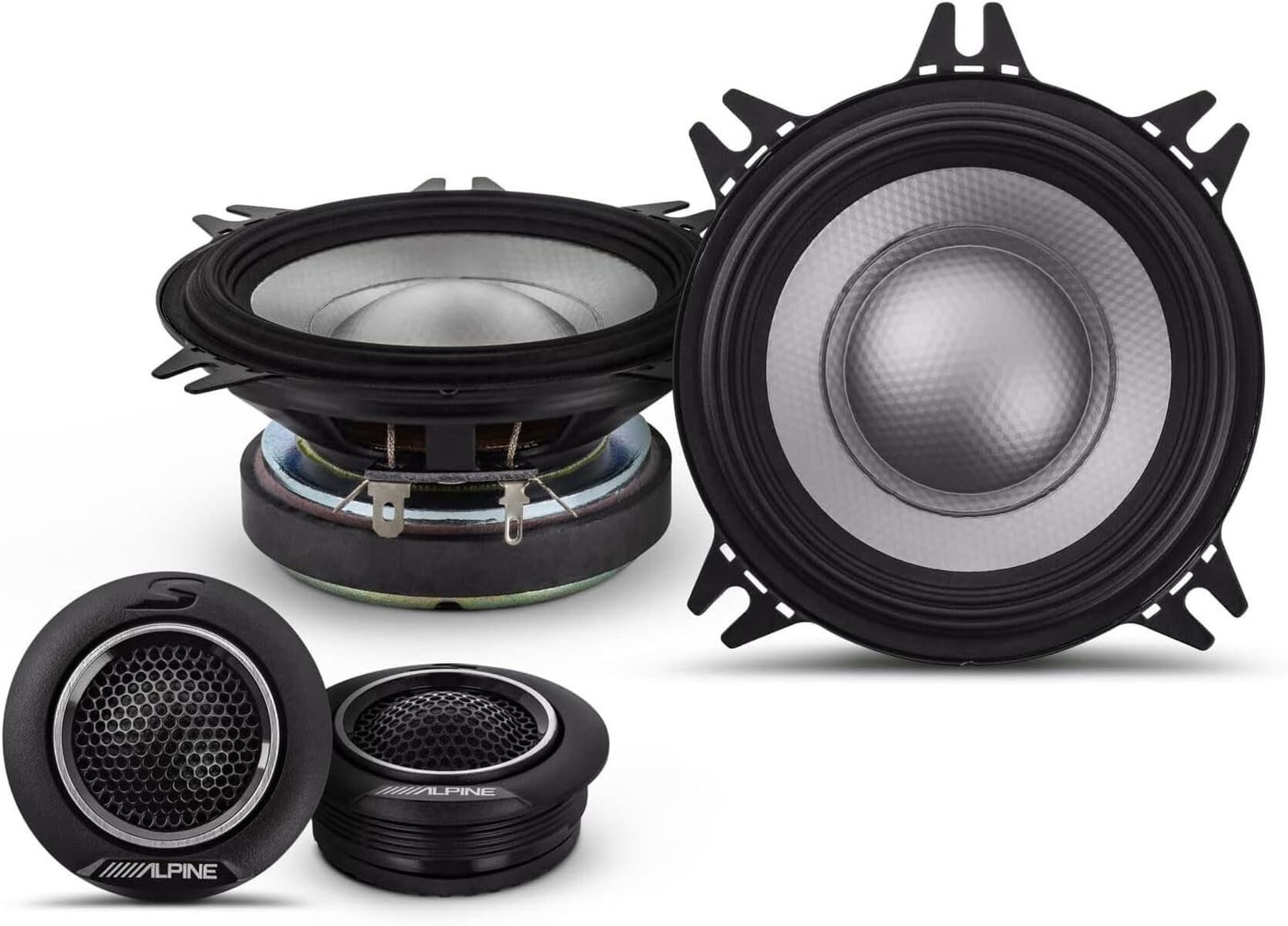 ALPINE S2-S40C 10 cm (4-Zoll) 2-Wege-Komponenten-Lautsprechersystem Auto-Lautsprecher (45 W, 10 cm)