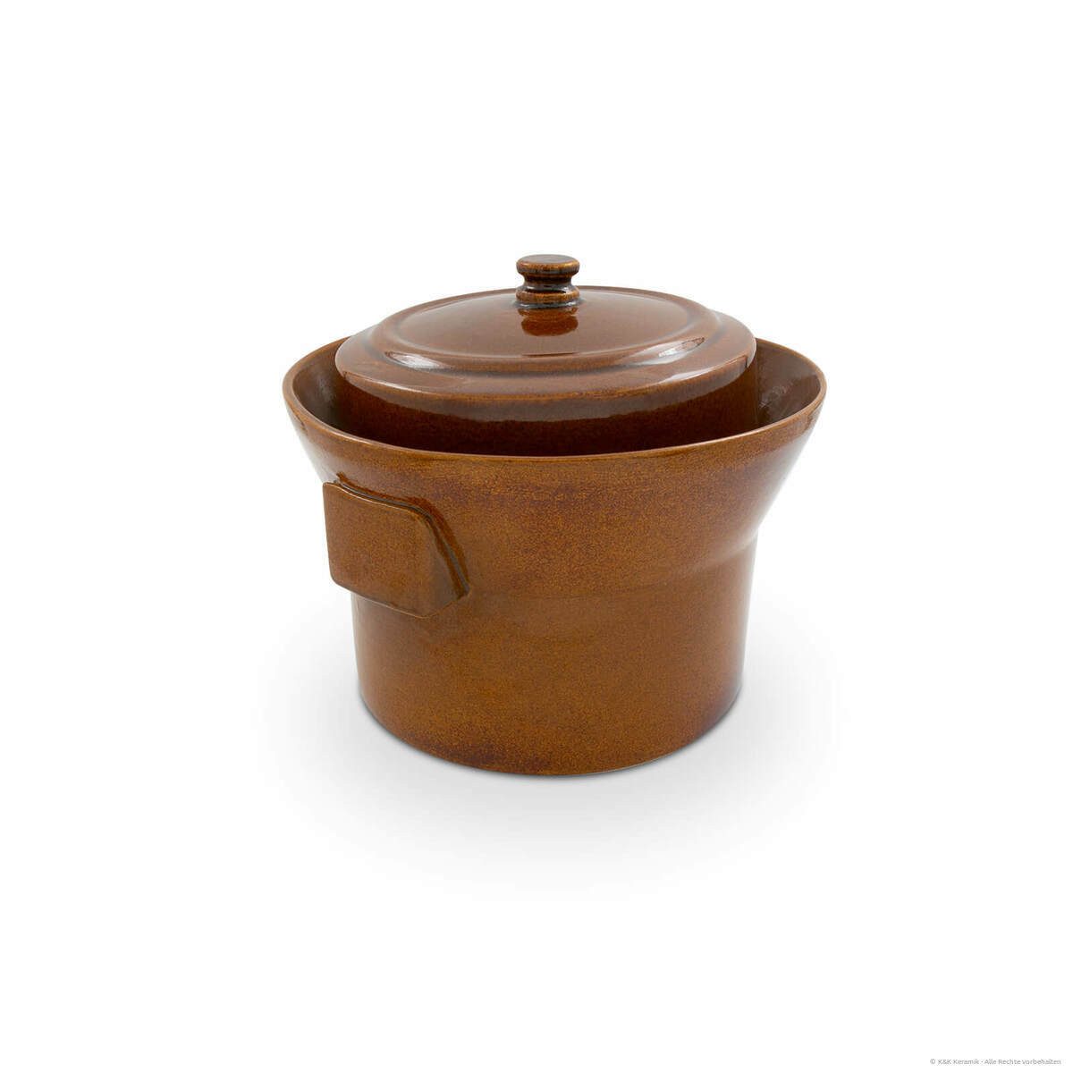 KERAZO Fermentationsglas Premium 5L Gärtopf Sauerkrauttopf Gurkentopf Rumtopf mit Deckel+Stein, Keramik, Mit Wasserrinne, robuste Keramik, lebensmittelecht, für Sauerkraut