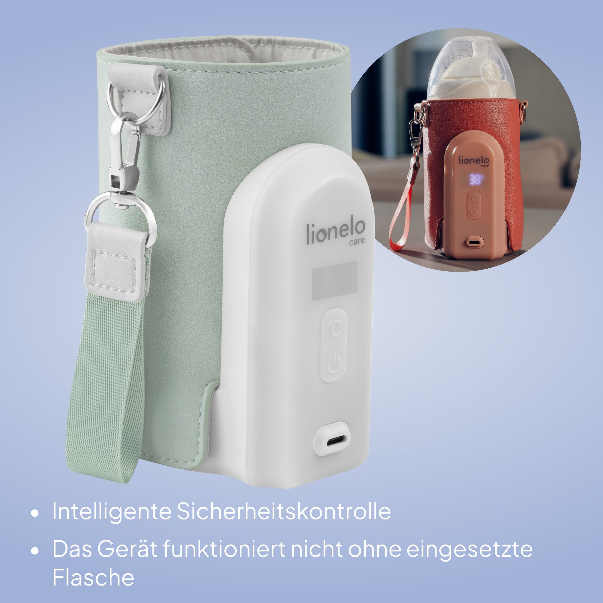 lionelo Babyflaschenwärmer THERMUP GO EVO, USB-C/4500mAh/9 Std. Betrieb