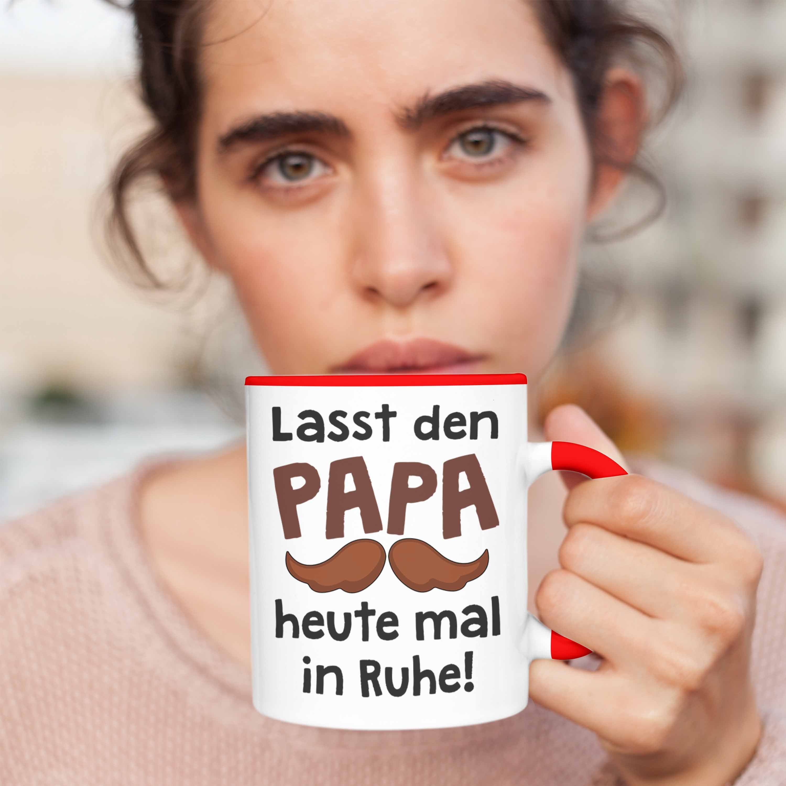 Trendation - Tasse Geschenk Trendation von Kaffeetasse Papa Spruch Tasse Papa Bester Sohn Vater Geschenk Rot mit Vatertag