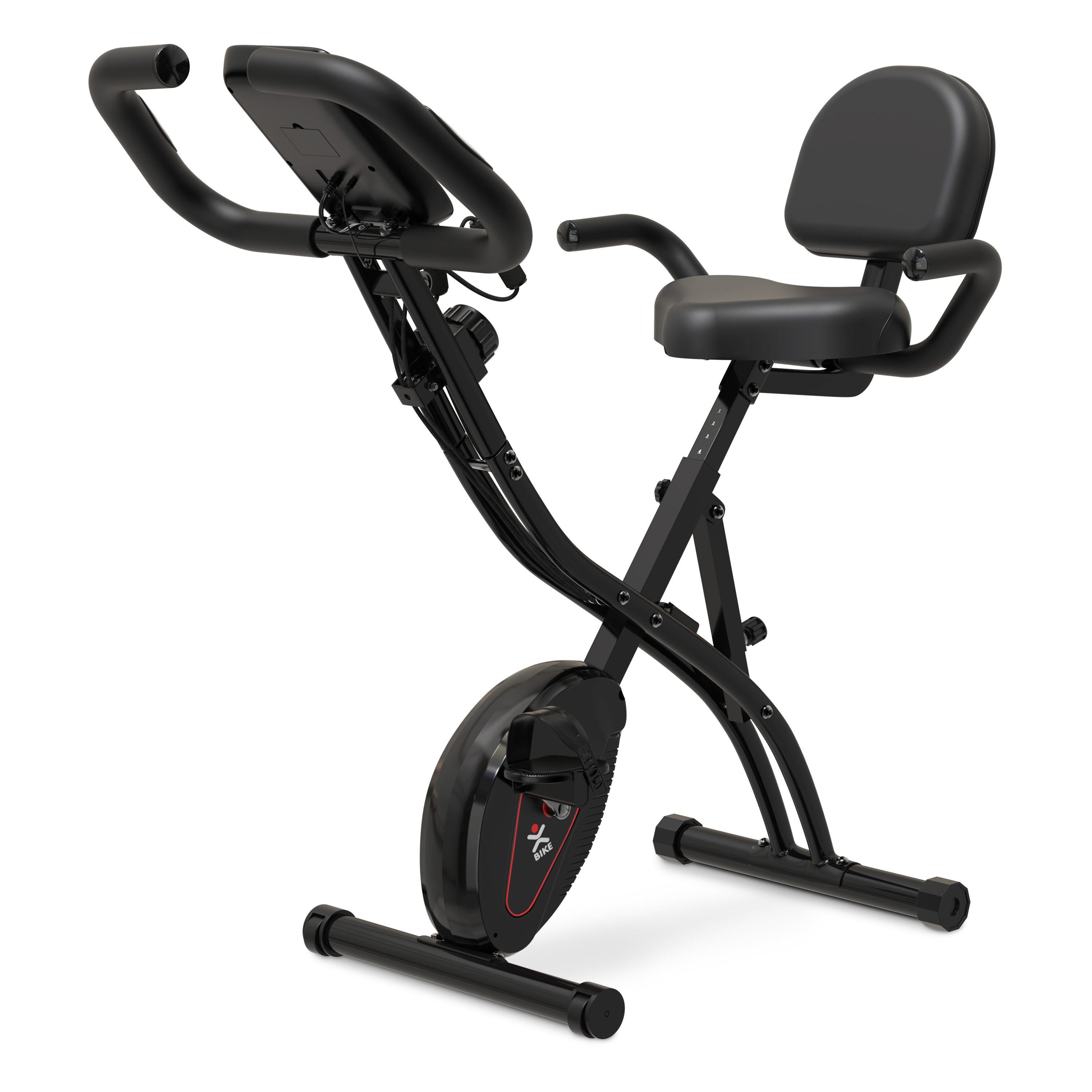 NEOLYMP Heimtrainer Fahrrad Klappbar - leises Cardio-Training bis 135 kg Indoor Bike (Trimmrad Fitnessbikes Senioren extra stabild & wackelfrei), Hometrainer Fahrrad - 8 Stufen, Pulsmesser, Tablet-Halter