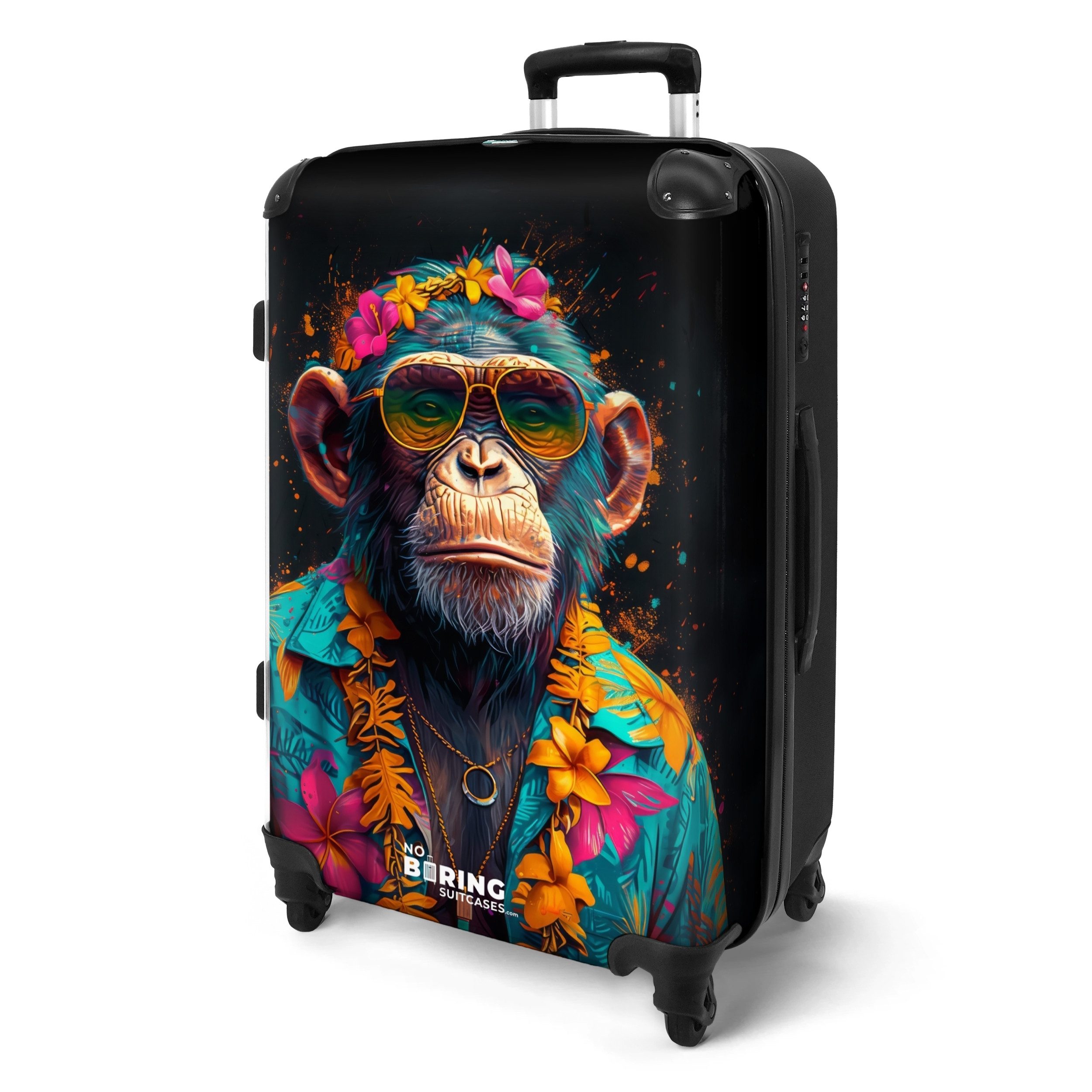 NoBoringSuitcases.com© Hartschalen-Trolley Schimpanse mit Hawaii-Bluse 67 günstig online kaufen