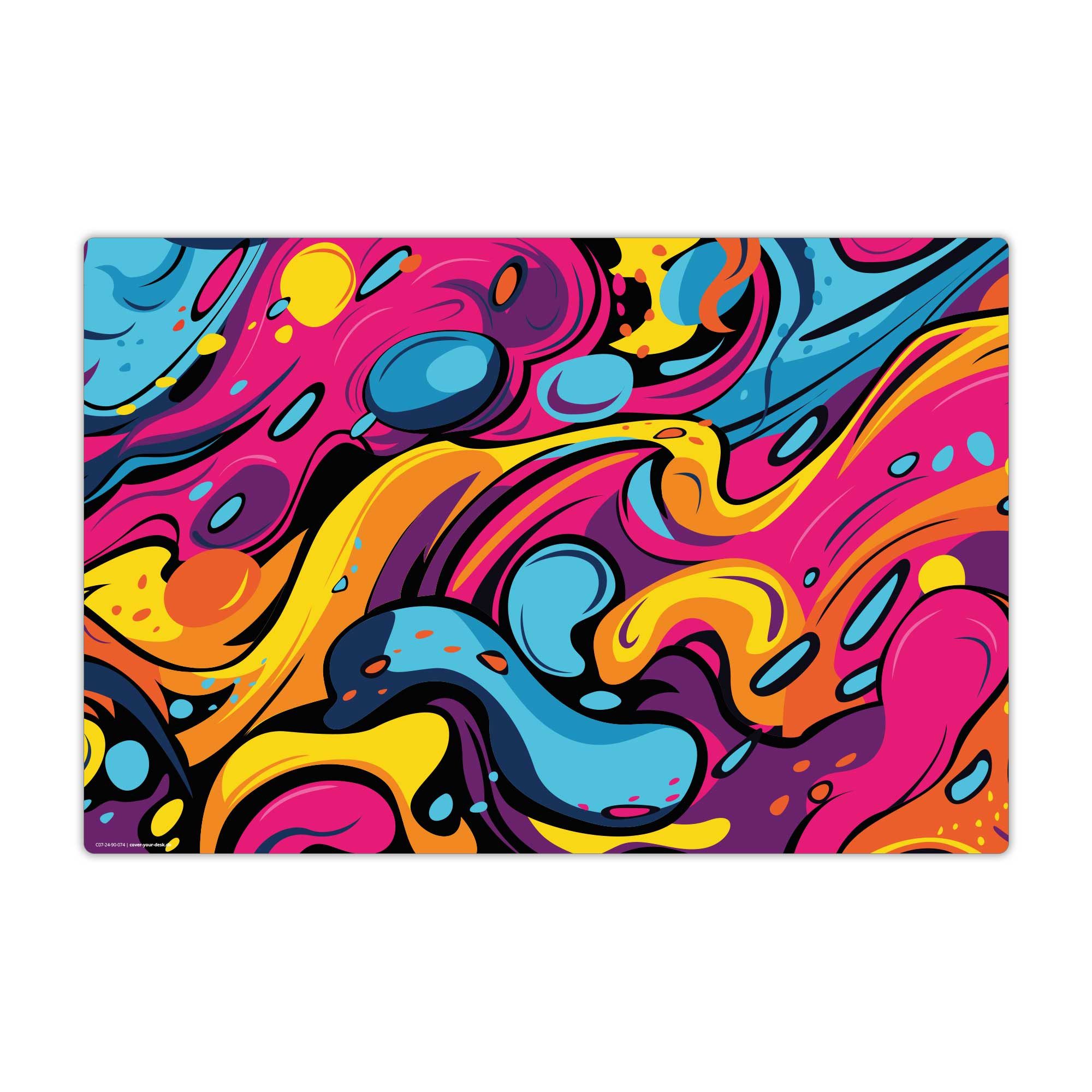 cover-your-desk.de Schreibtischunterlage abwaschbar - Buntes Graffiti - premium Vinyl - Made in Germany, (1 tlg)