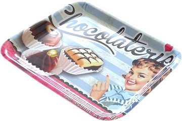 Lashuma Tablett Schokolade, Kunststoff, (1-tlg), Buntes Retro Getränketablett 31x23 cm