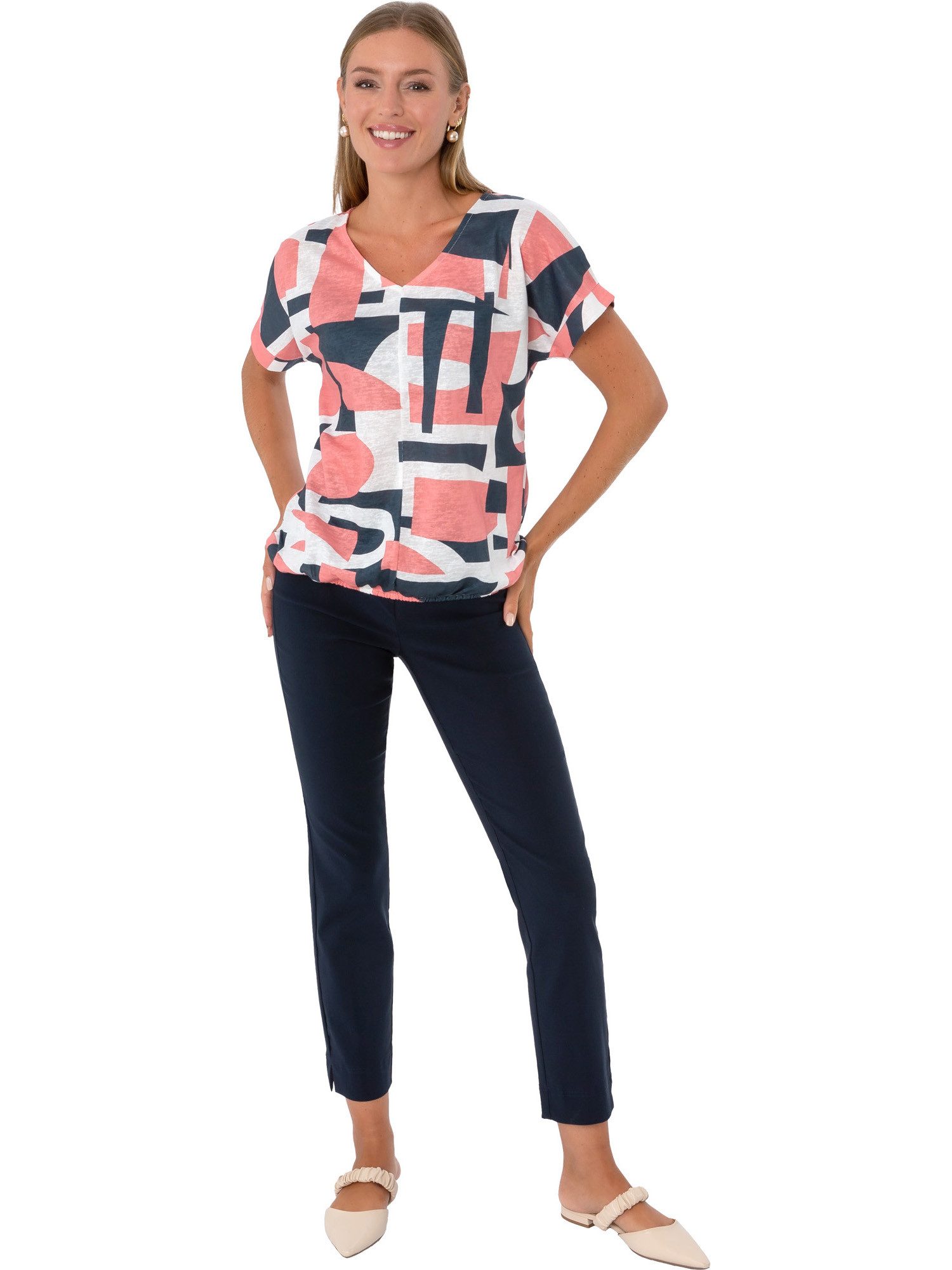 Estefania for woman Kurzarmshirt 194-1652, mit abstraktem Muster und Gummiz günstig online kaufen