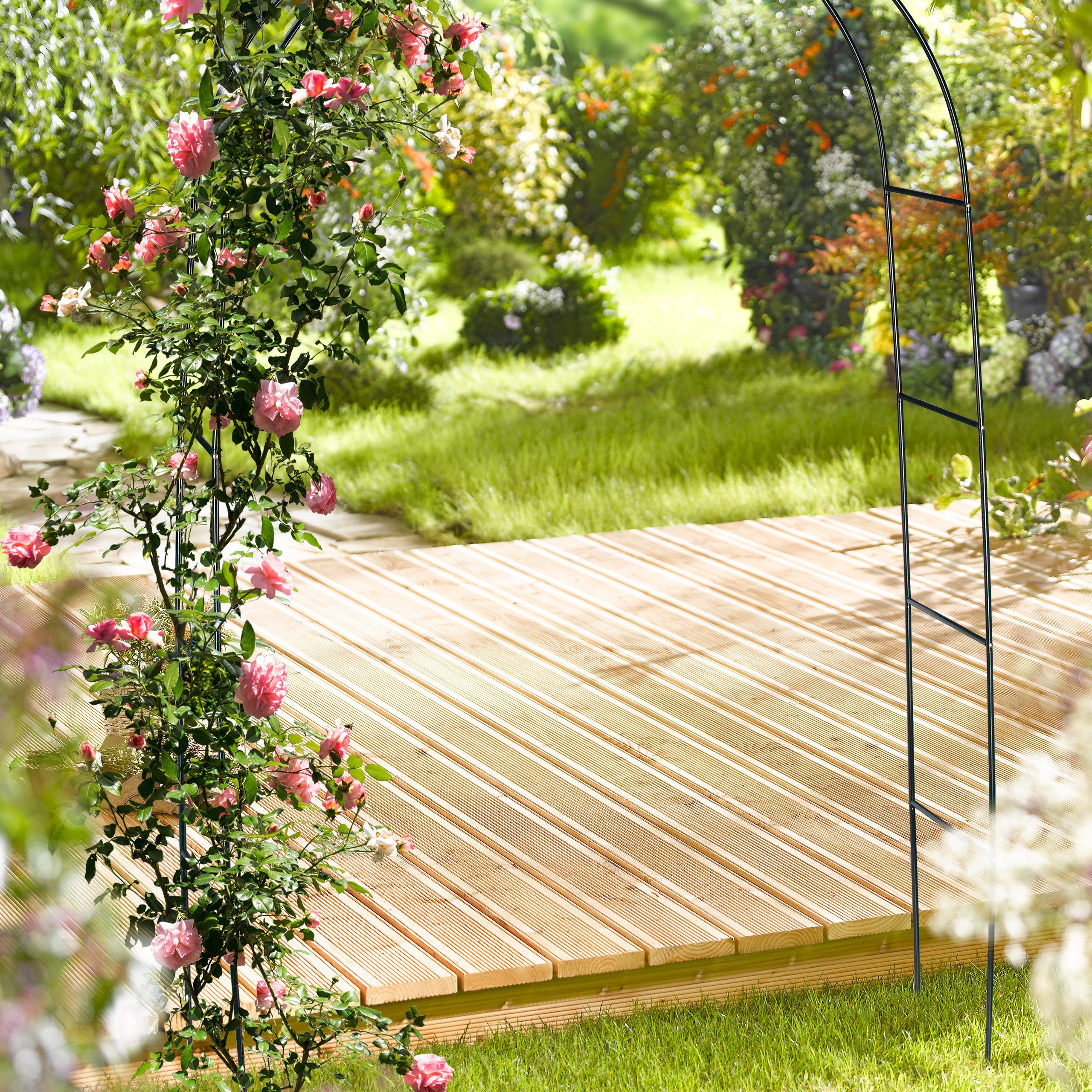 relaxdays Rosenbogen Torbogen Rankhilfe aus Metall 240 cm, 1 St. – Bild 5 von 5