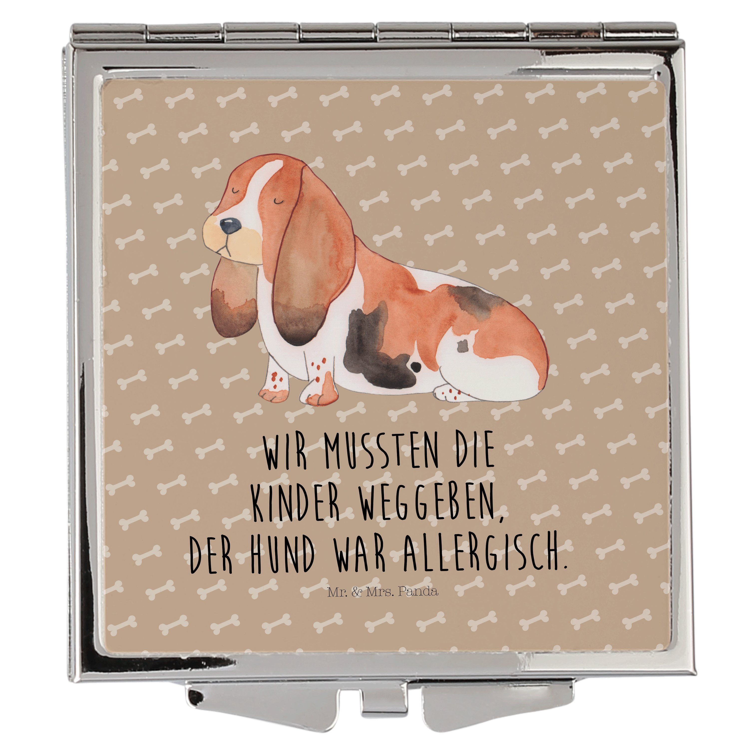 Mr. & Mrs. Panda Kosmetikspiegel Hund Basset Hound - Hundeglück - Geschenk, Tierliebhaber, Hundeliebe, (1-St)