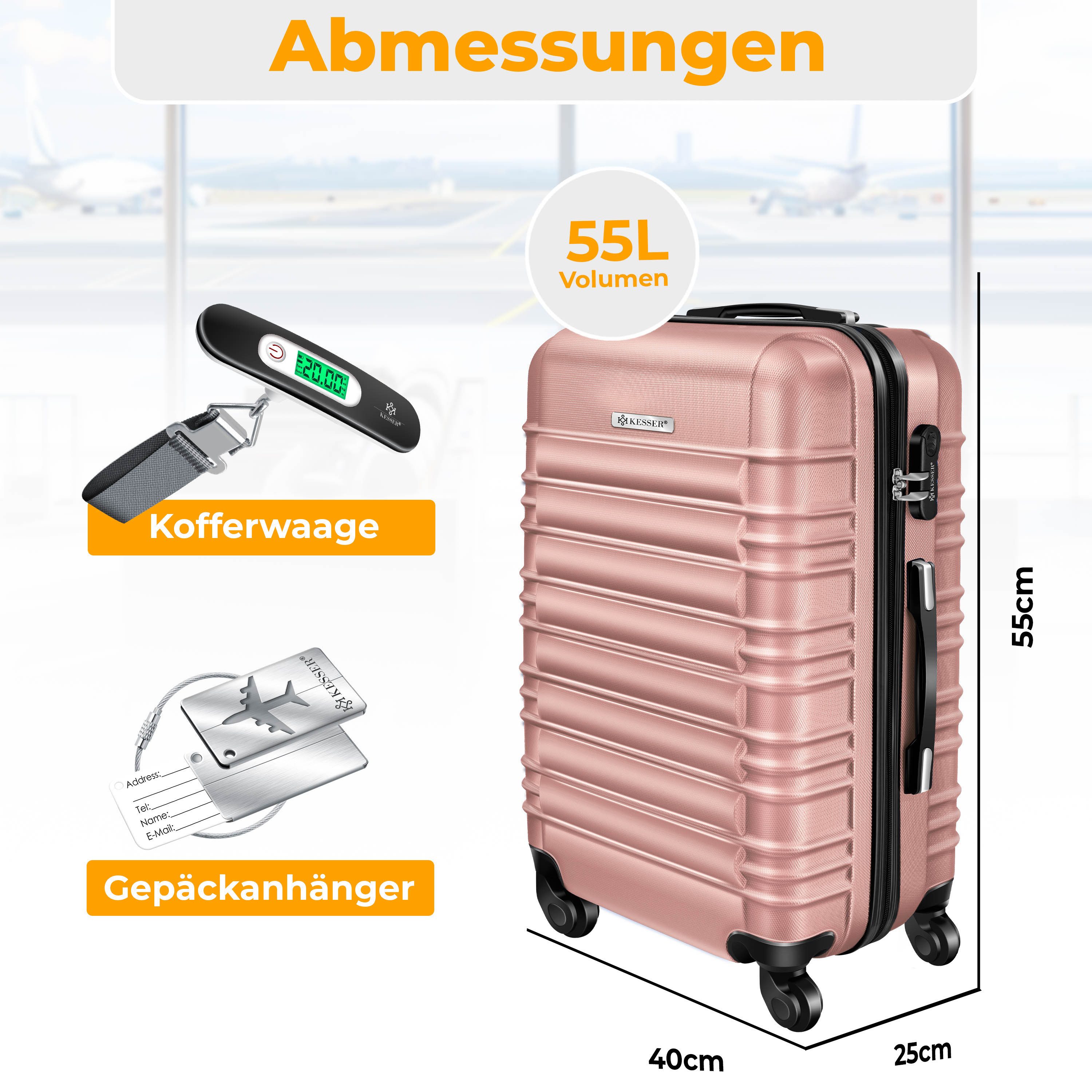 KESSER Hartschalen-Trolley Reisekoffer Handgepäck 55L Koffer Inkl. Kofferwa günstig online kaufen
