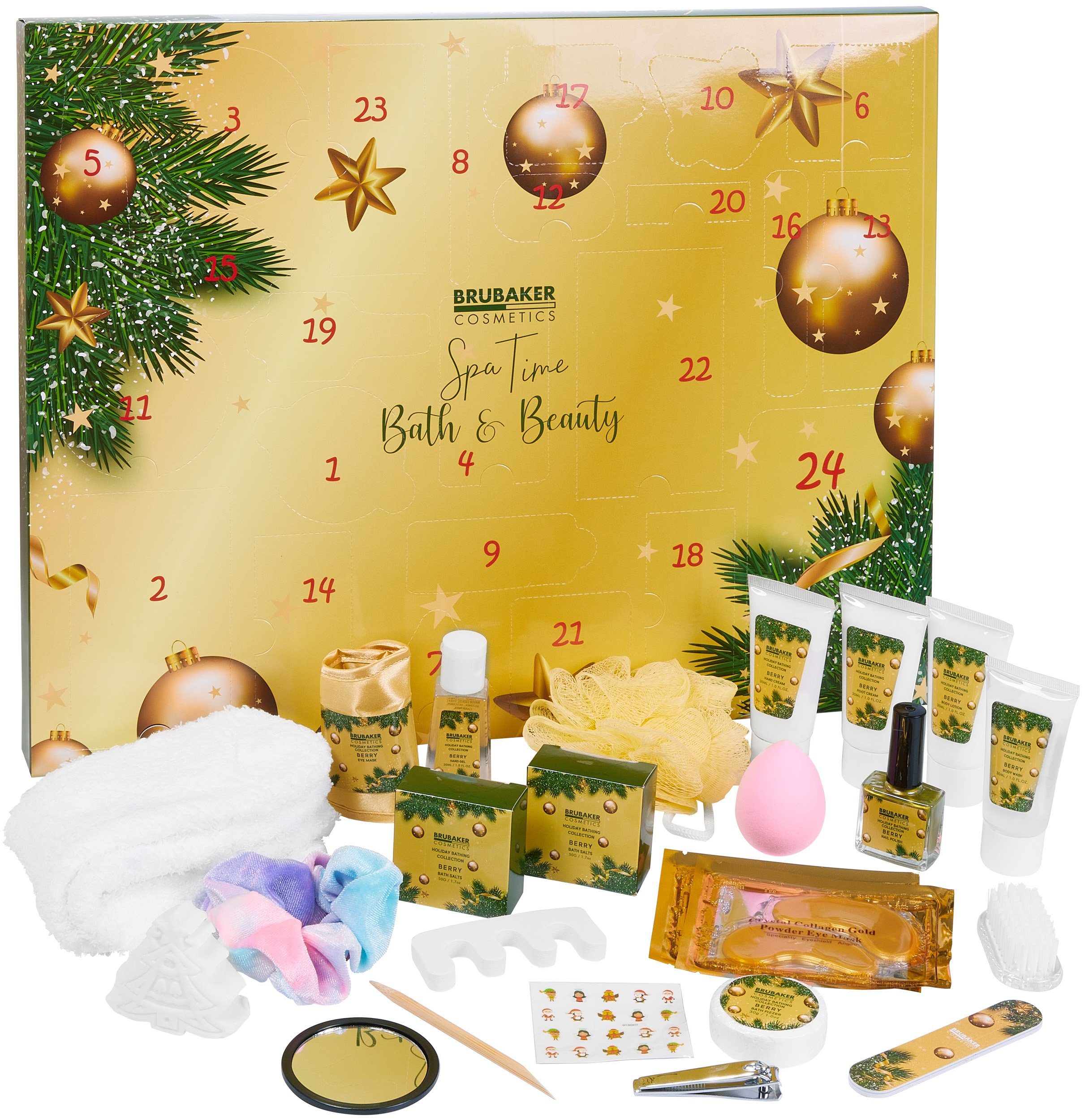 Adventskalender Mädchen Körperpflege x Beauty für Gold BRUBAKER Frauen Wellness XXL (24-tlg), & und Spa Adventskalender 24 - 2023 Weihnachtskalender -