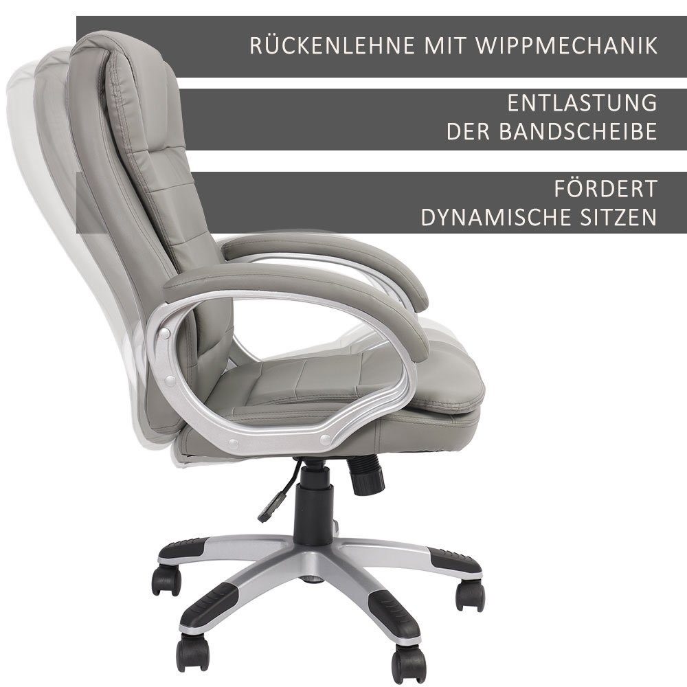 Mucola Schreibtischstuhl Chefsessel Bürostuhl Grau integrierter Stuhl | Schreibtischstuhl grau mit Gaming KG Drehstuhl Rückenlehne (Stück), 120 Kopfstütze