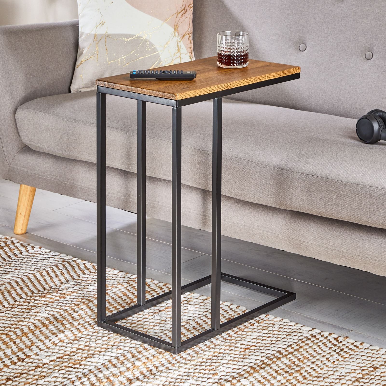 IDIMEX Beistelltisch DEBORA, Couchtisch mit Metallgestell aus MDF-Platte Sofatisch vintage/schwarz