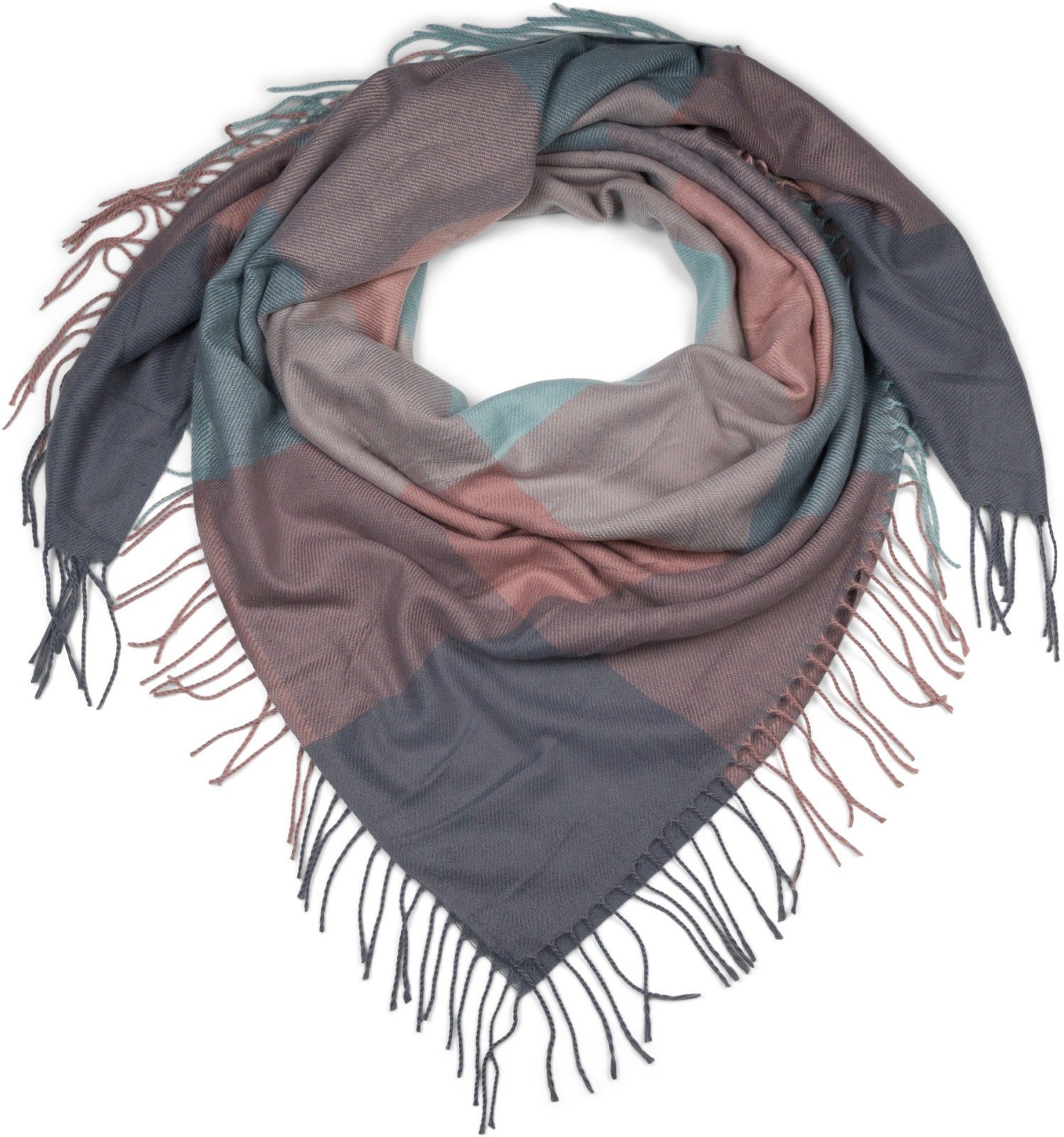 styleBREAKER XXL-Schal XXL Deckenschal mit Karo Muster und Fransen, (1-St)