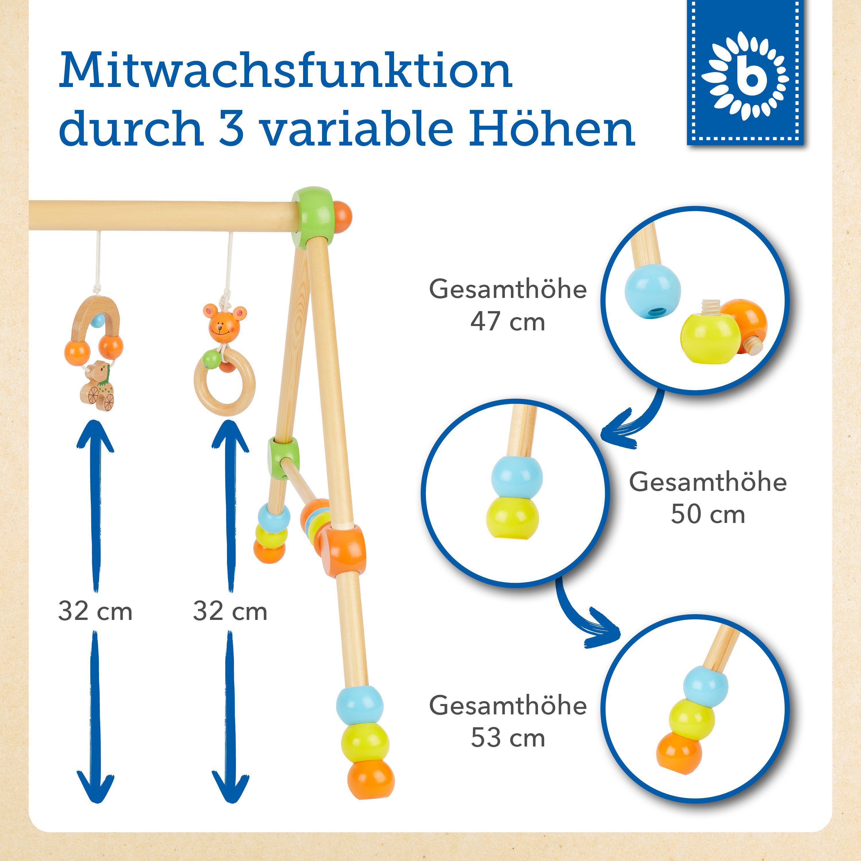 BIECO Baby Gym Bieco Spieltrapez höhenverstellbar Spielbogen Baby Holz