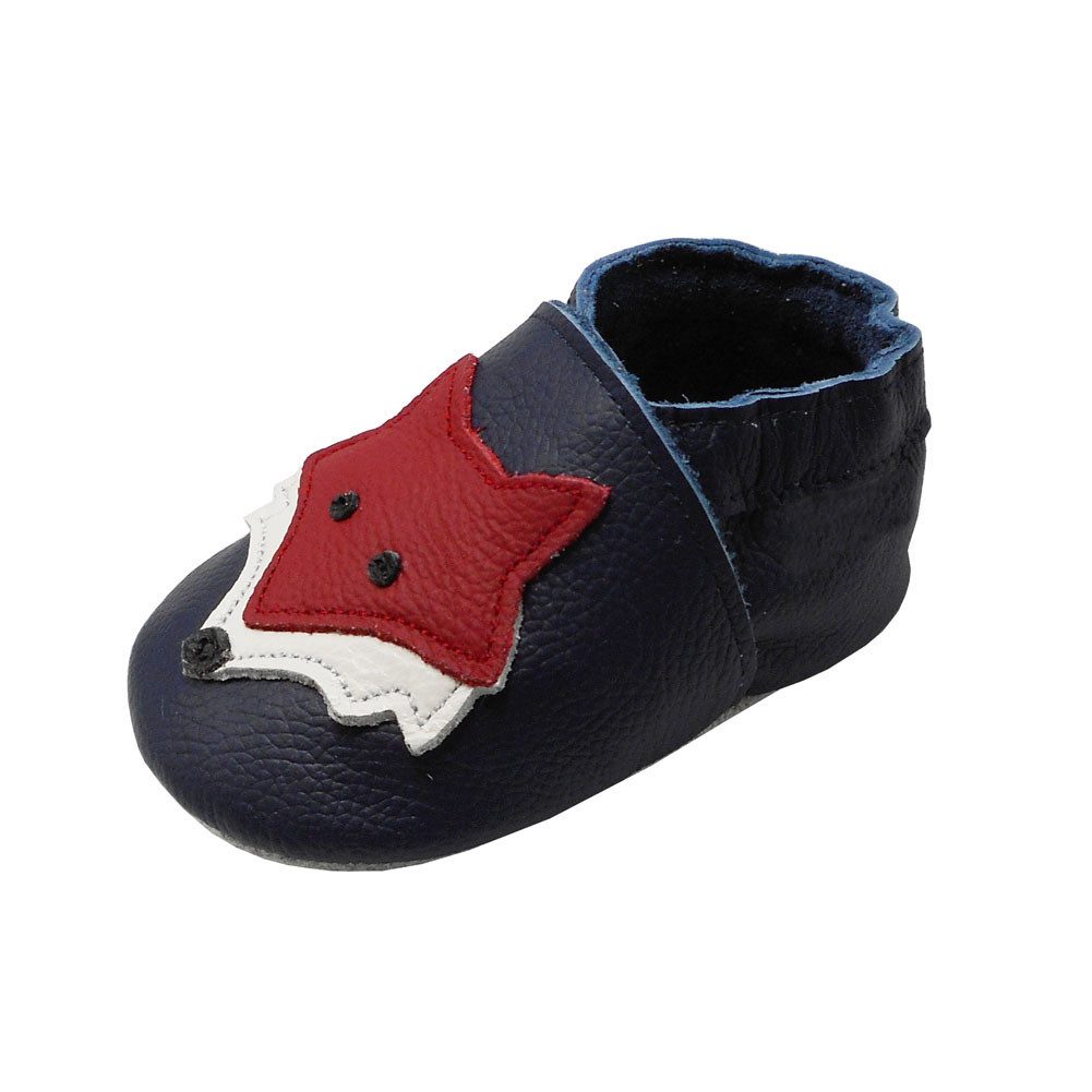 Yihakids Baby Krabbelschuhe Lauflernschuhe Fuchs Blau, Leder, Rutschfest Barfußschuh Rutschfest atmungsaktiv