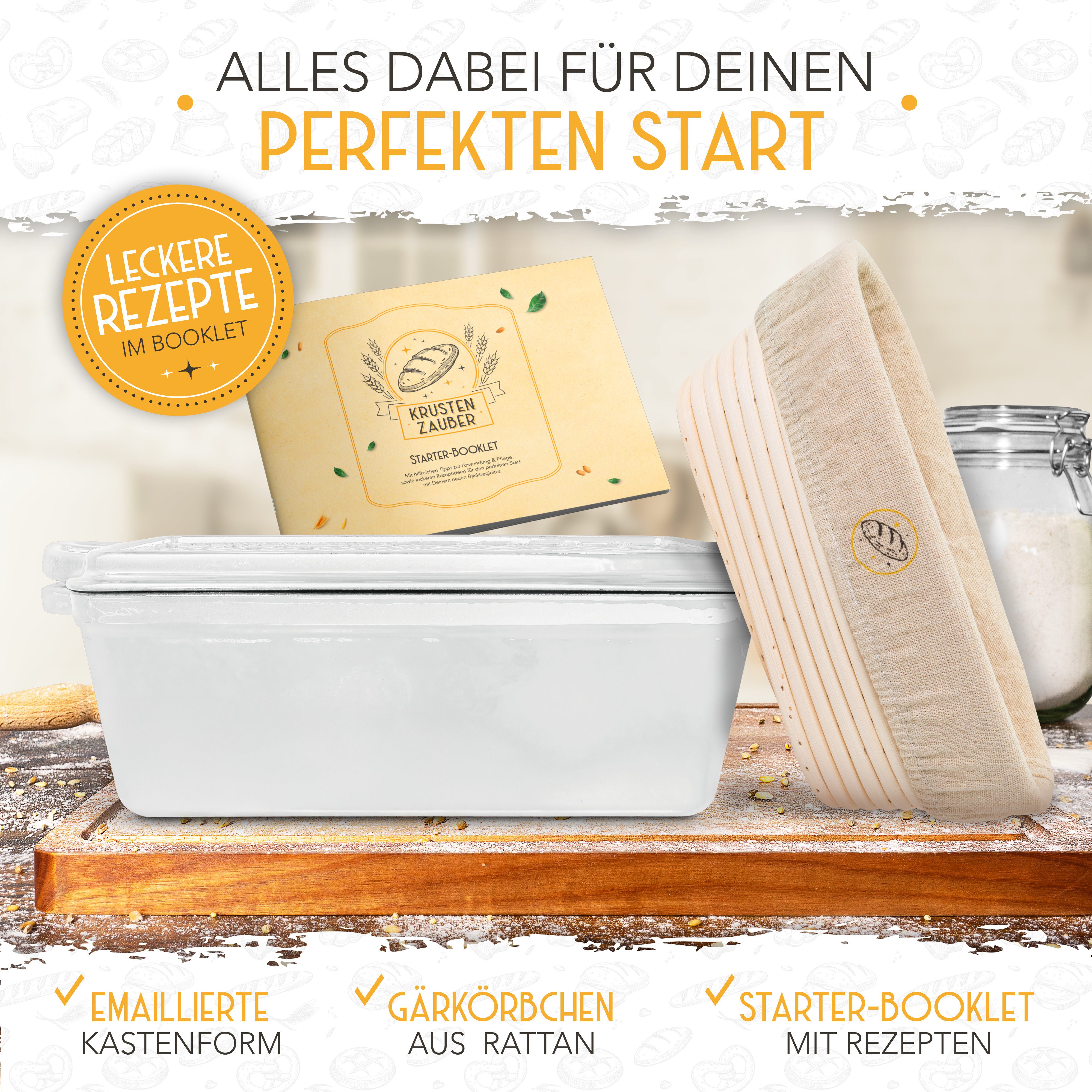 Krustenzauber Brotbackform Brotbackform Gusseisen Topf Brot Backen [inkl. Gärkorb]