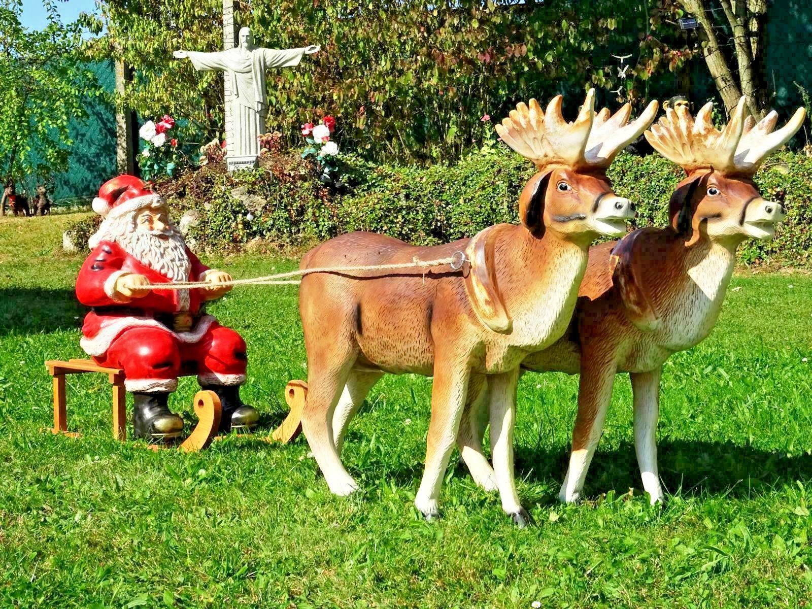 DEKO VERTRIEB BAYERN Weihnachtsfigur XXL 2x Rentier+Schlitten+Weihnachtsman günstig online kaufen