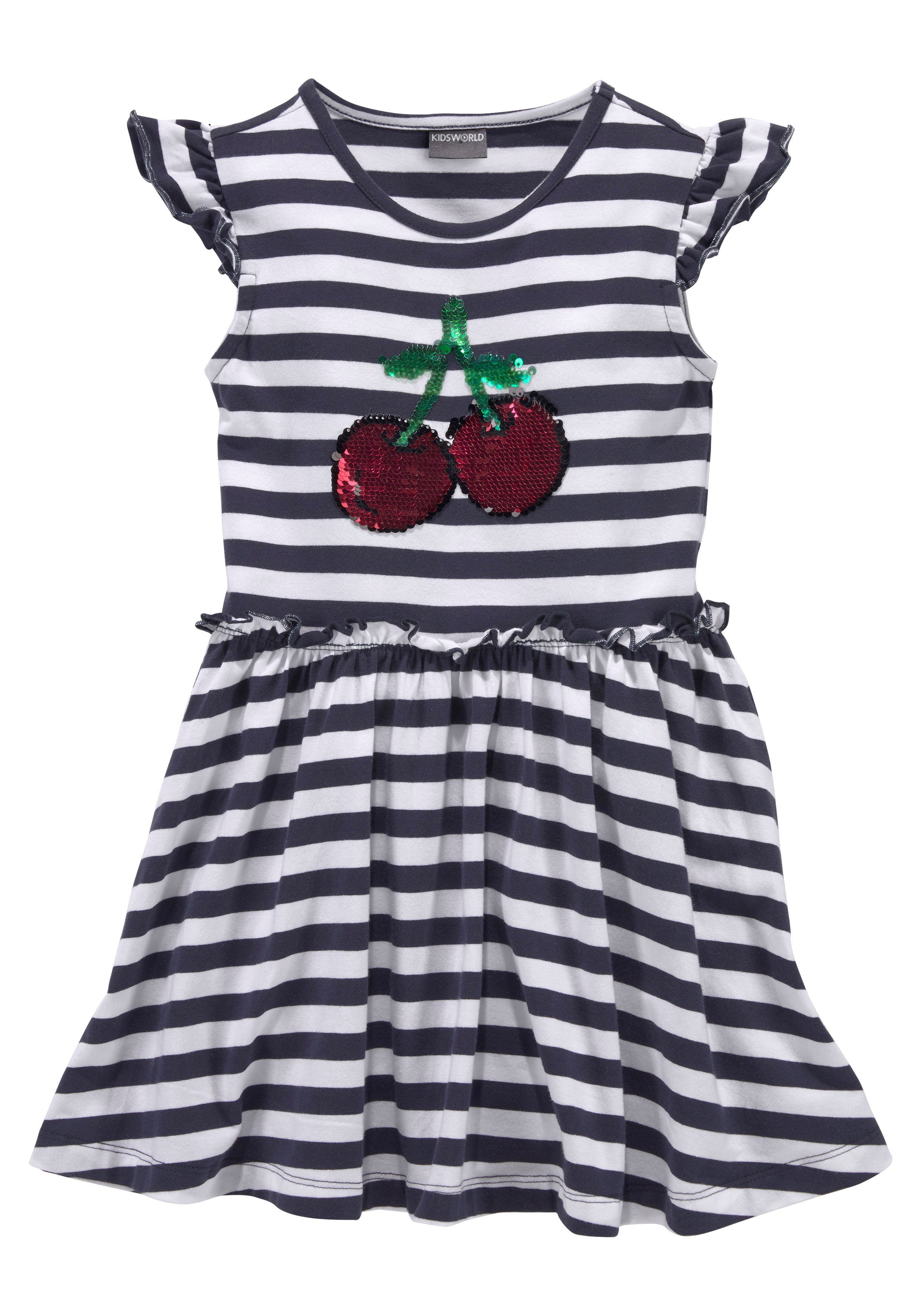 KIDSWORLD Jerseykleid mit Pailletten für kleine Mädchen festlich, kniefrei, verspielt, aus Baumwollmischung. Reduzierter Preis € 15,39. Unverbindliche Preisempfehlung € 21,99, (€ 15,39 pro 1 Stk)