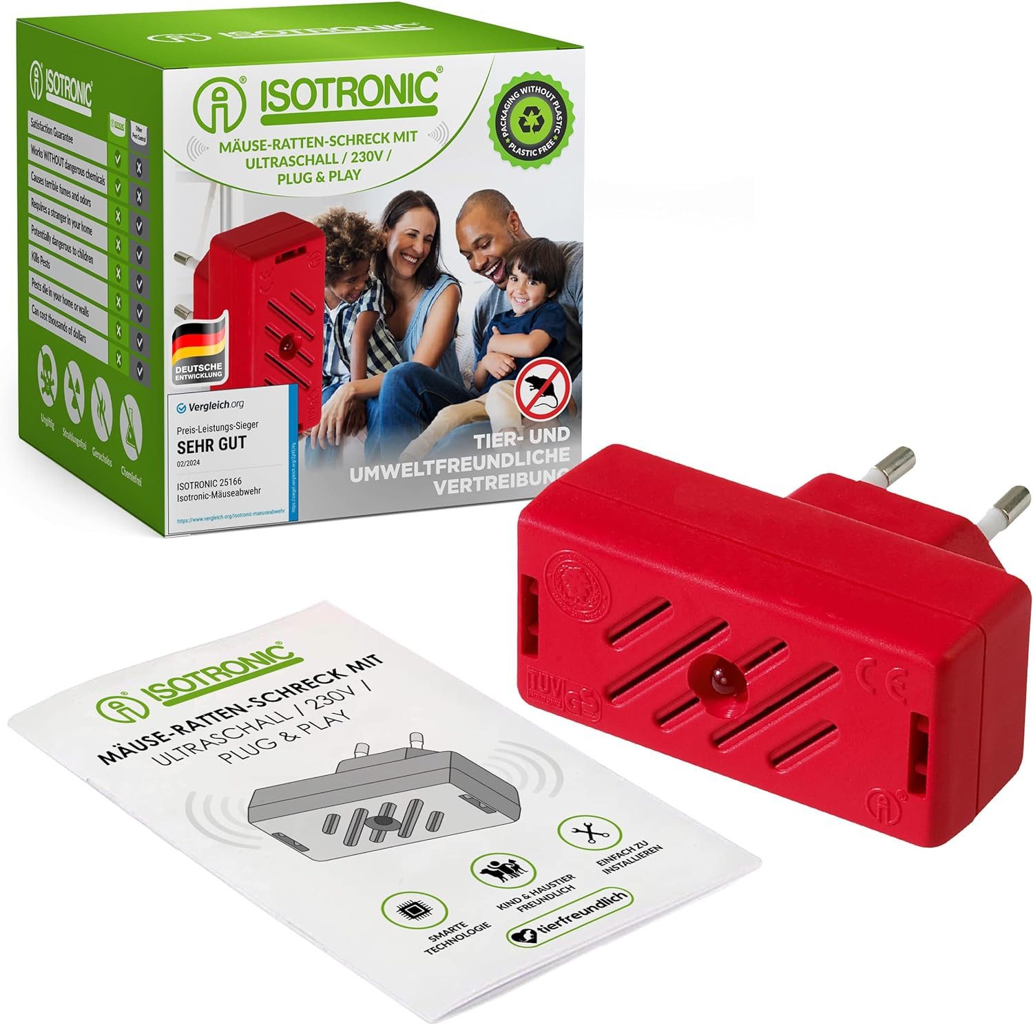 ISOTRONIC Ultraschall-Tierabwehr Mäuse-, Rattenfrei 230V, 1-tlg.