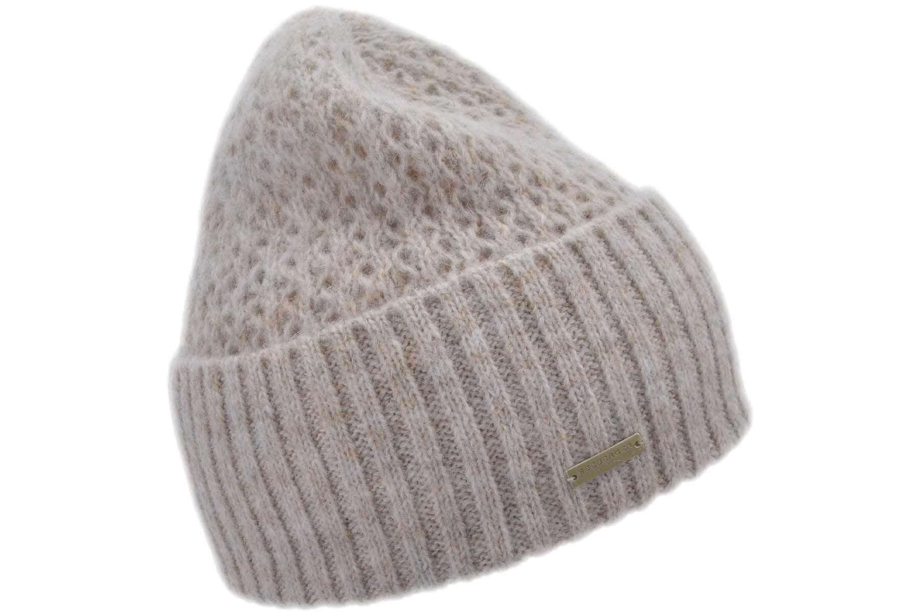 Seeberger Strickmütze Strickmütze mit Aufschlag und Ajour Design 19643-0