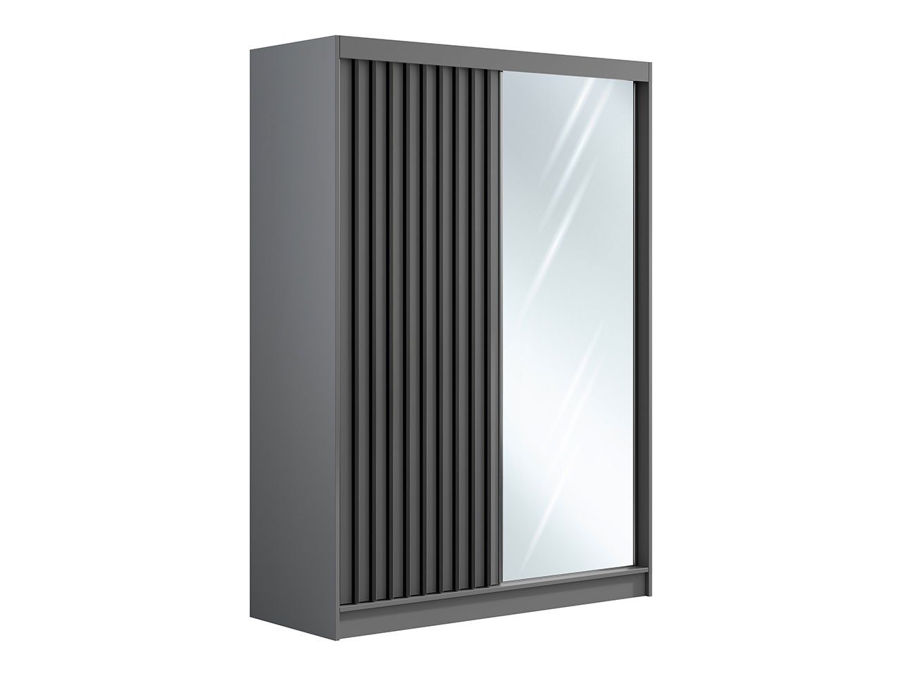 Modern, Grau/Schwarz LAOS Tür MÖBEL Kleiderschrank der Schiebeschrank mit MKS an 150 Spiegel Schiebeschrank cm,
