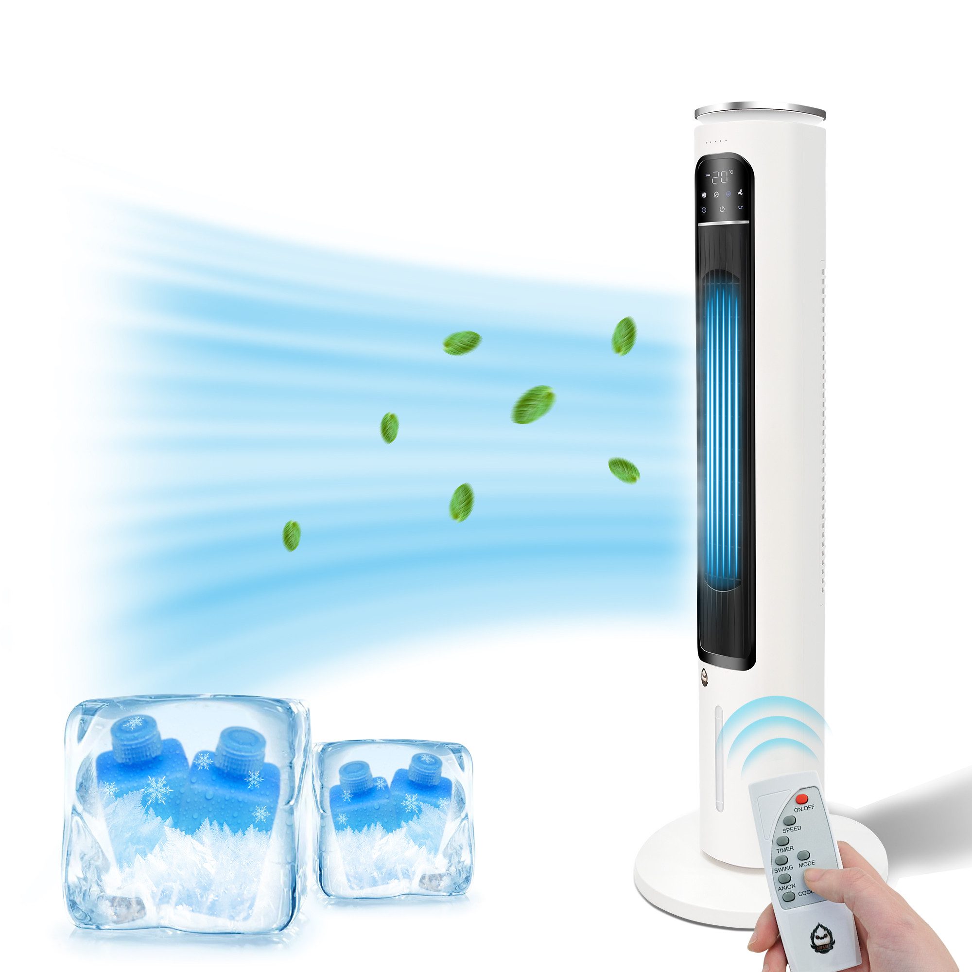 Gotagee Luftkühler 65W DT3 Mobile Klimagerät Turmventilator Klimaanlage Timer 12H 4 Modus