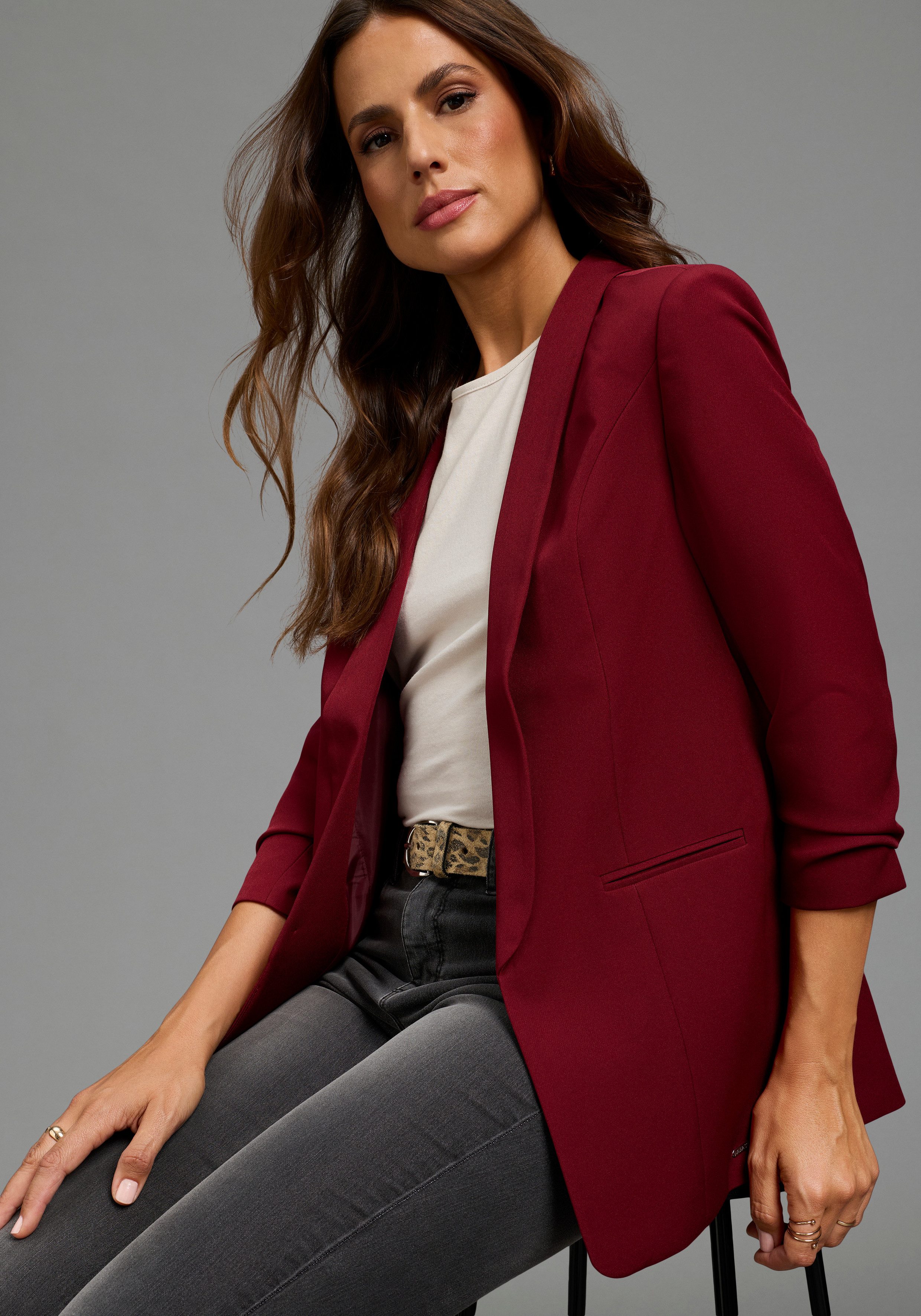Laura Scott Longblazer mit gerafften Ärmeln