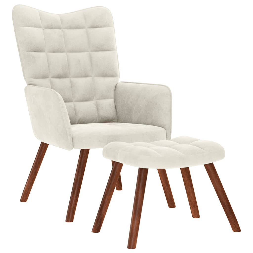 vidaXL Sessel Relaxsessel mit Hocker Creme Samt (1-St) günstig online kaufen