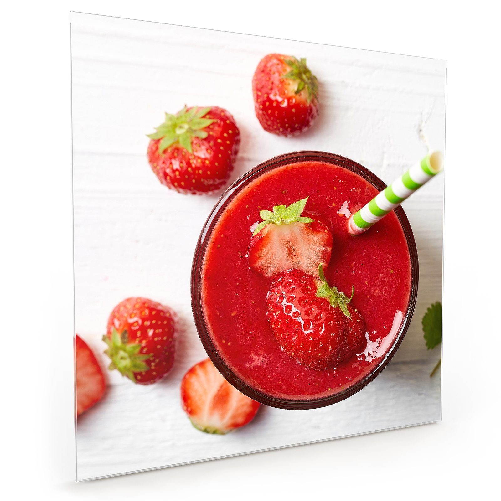 Motiv Küchenrückwand Spritzschutz Erdbeersmoothie Primedeco mit Küchenrückwand Glas