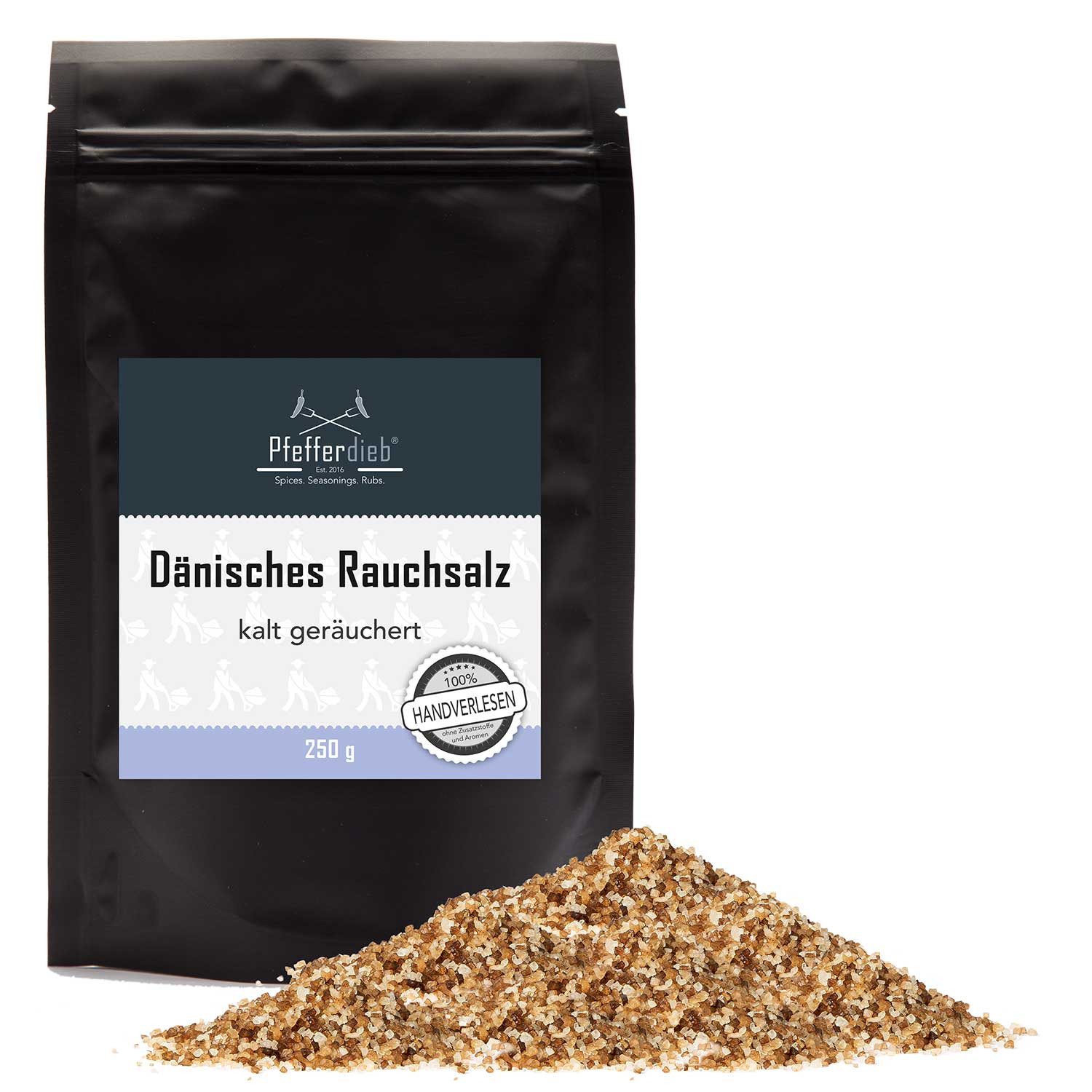 Pfefferdieb Gewürz Dänisches Rauchsalz kaltgeräuchert, 250g, mild rauchig