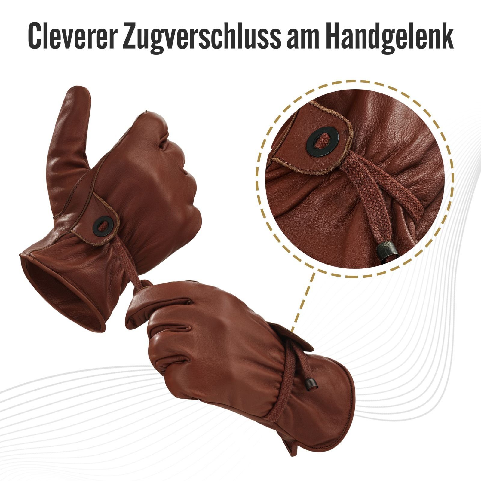 BLACK FOREST FOX Lederhandschuhe Black Forest Fox RODEO Leder Handschuhe Herren Damen 3 Farben Fuchs Braun Größe S