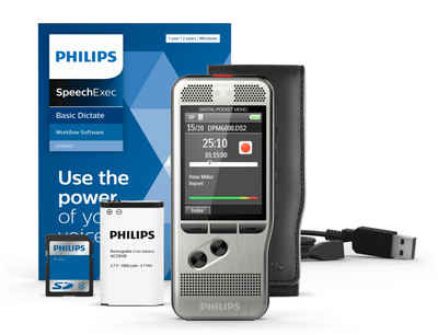 Philips DPM6000 PocketMemo Digitales Diktiergerät (3D-Mikrofon, Schiebeschalter, Bewegungssensor, SpeechExec Dictate)