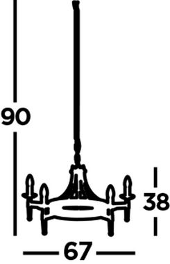 Licht-Erlebnisse Kronleuchter BATTENBERG, ohne Leuchtmittel, Wohnzimmer Schwarz 5-flammig E14 D: 67 cm Schmiedeeisen Rustikal