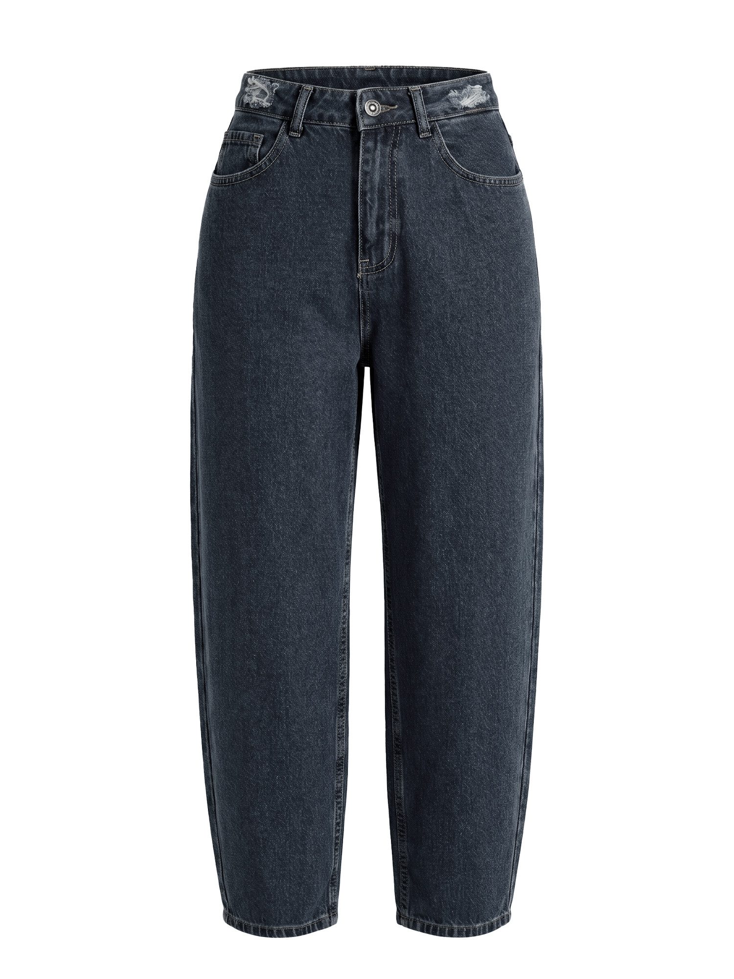 Mom-Jeans Damen hochtaillierte Loose-fit-Jeans mit Destroyed-Details