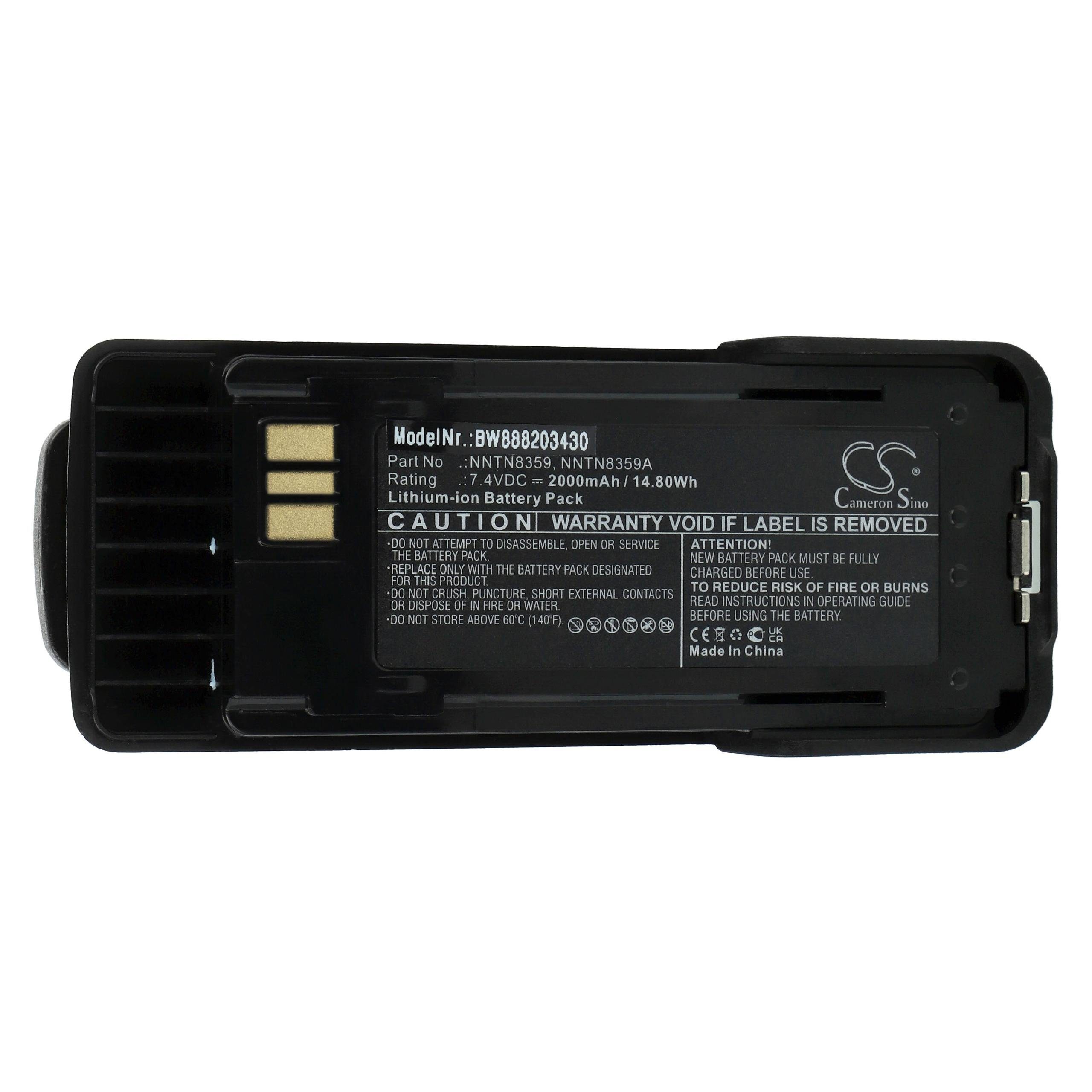 vhbw Ersatz für Motorola NNTN8359A, NNTN8359C, NNTN8359 für Akku Li-Ion 2000 mAh (7,4 V)